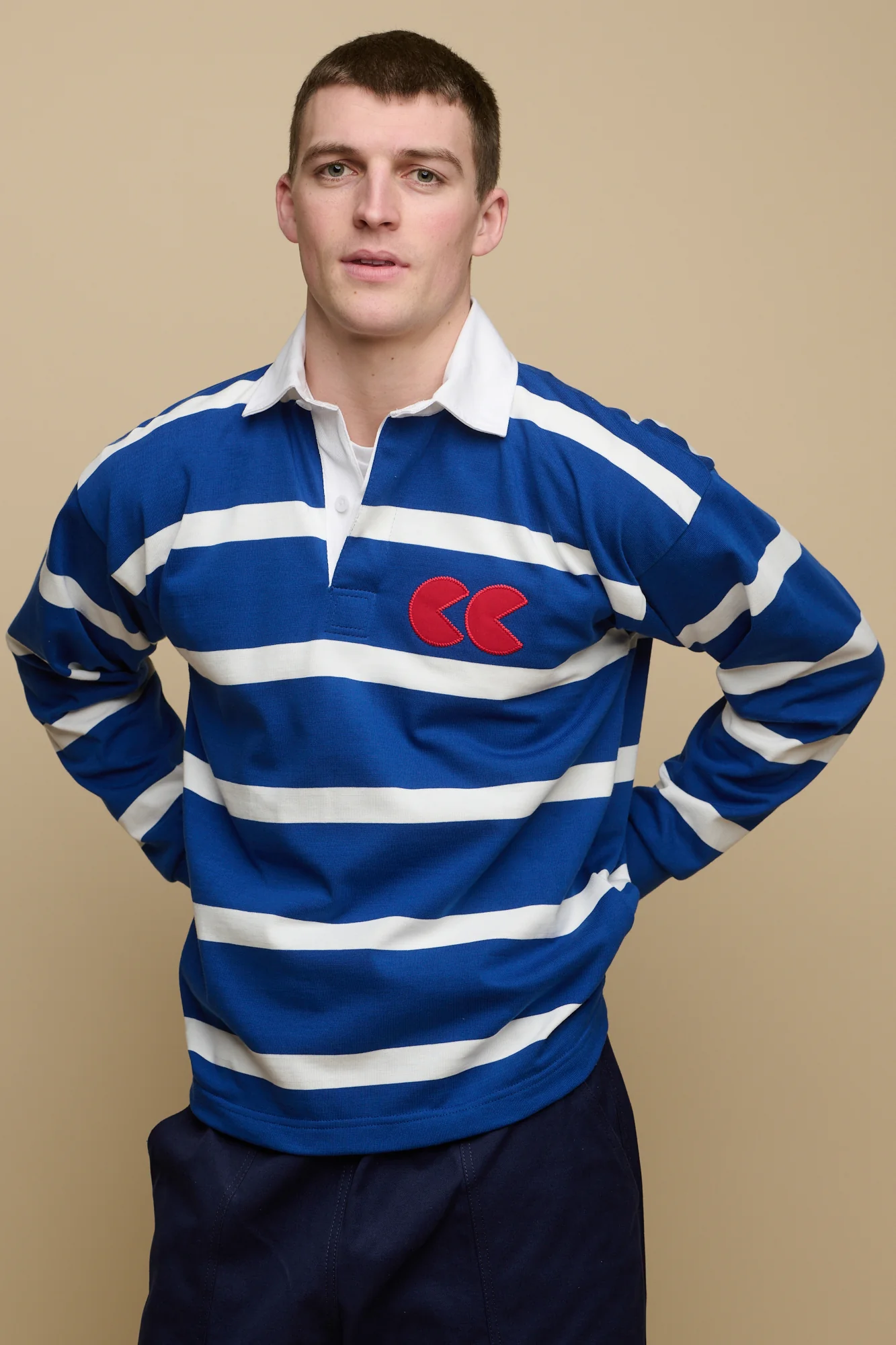 Striped Logo Rugby Shirt - Blue/White/Red - Image 4