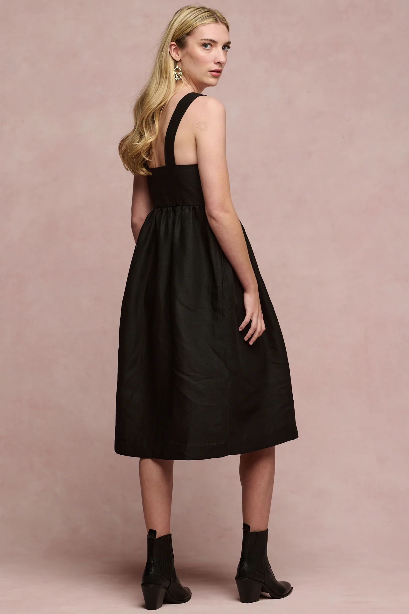 Women's Linen Sun Dress - Black - Image 2