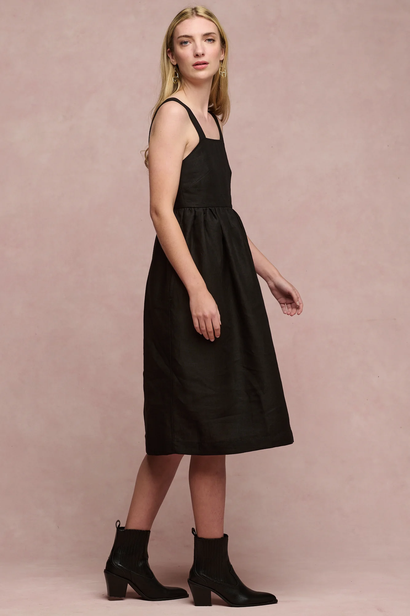 Women's Linen Sun Dress - Black - Image 5
