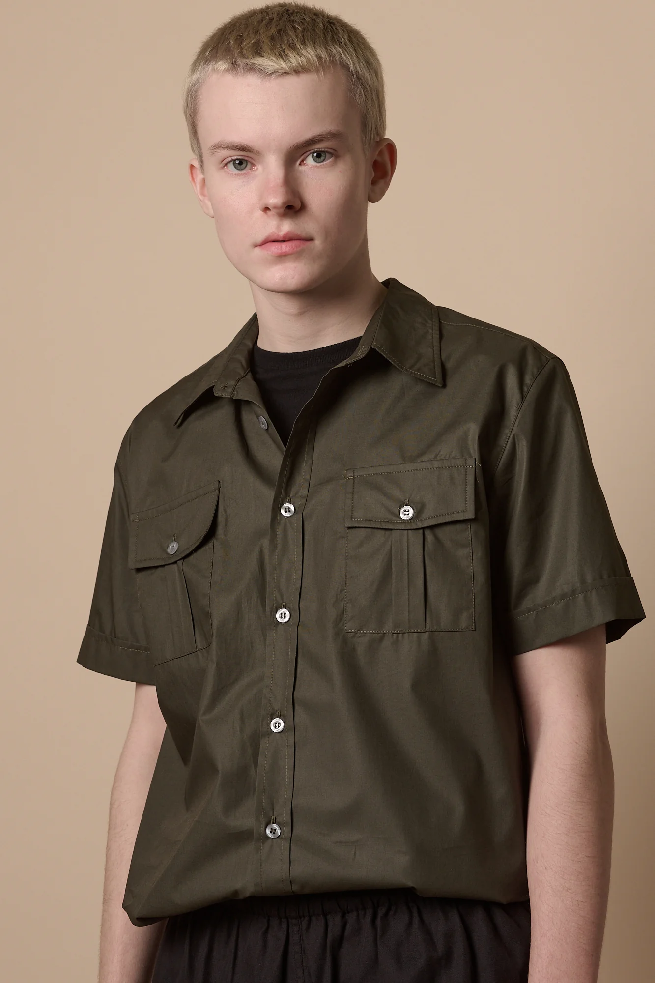 Men's Tom Short Sleeve Military Two Pocket Shirt - Olive - Image 3