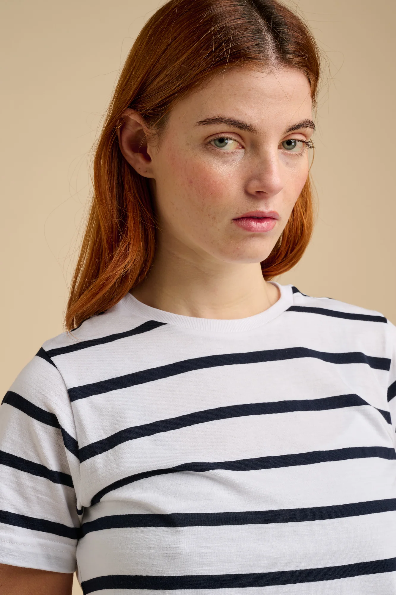 Women Short Sleeve T Shirt Plastic Free White Navy - Image 3