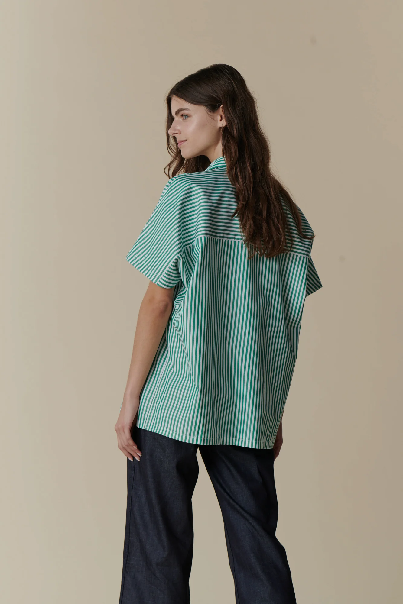 Women's Ava Short Sleeve Shirt - Green/White - Image 4