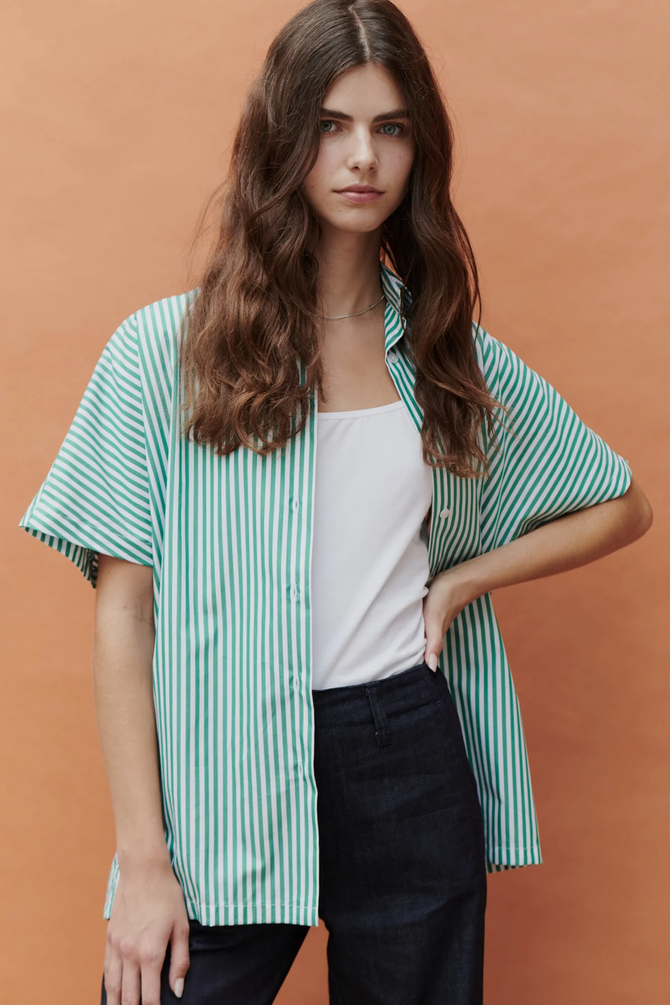 Women's Ava Short Sleeve Shirt - Green/White - Image 6