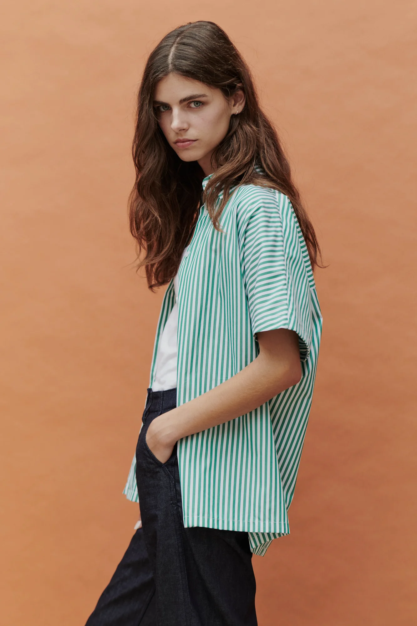 Women's Ava Short Sleeve Shirt - Green/White - Image 8