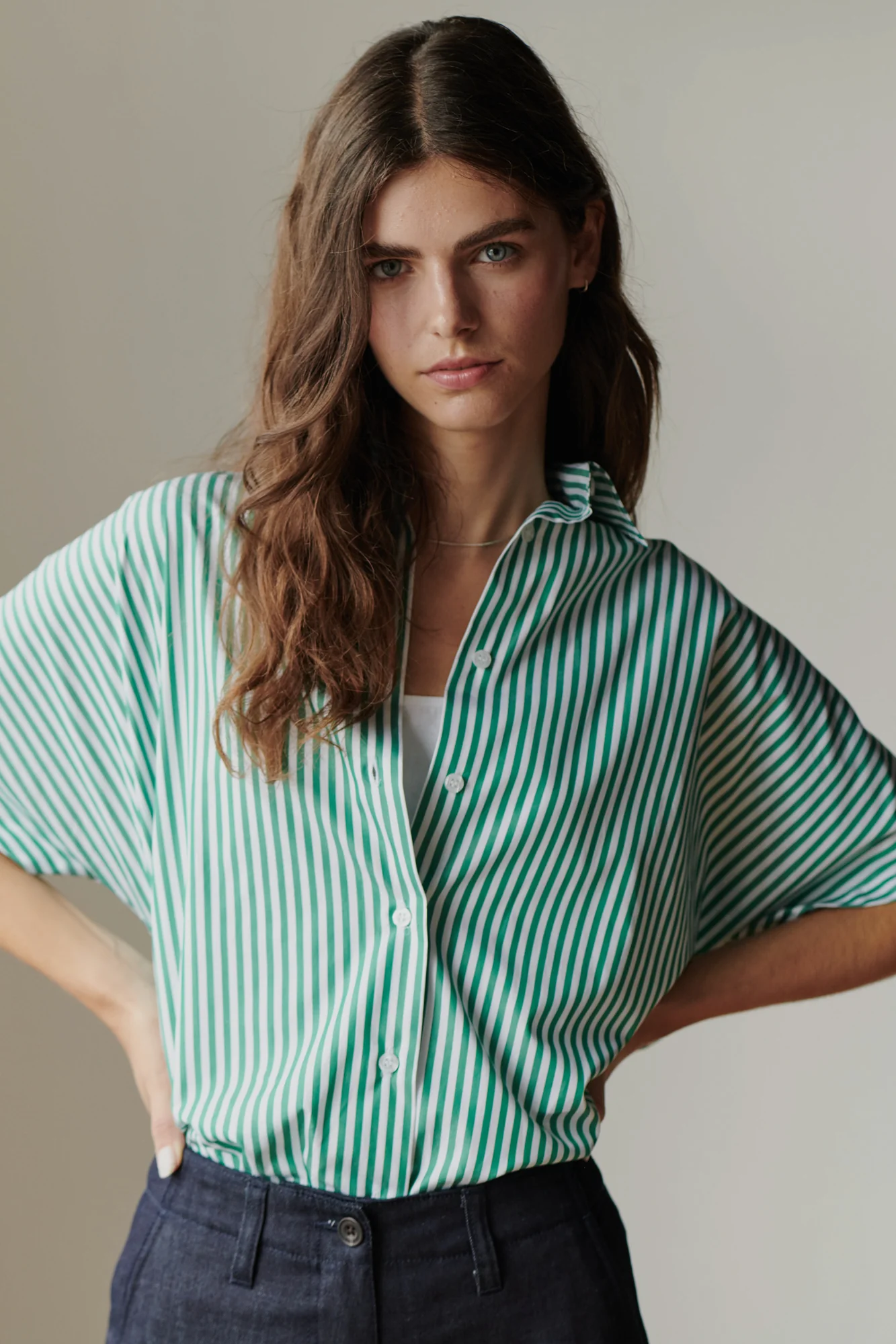Women's Ava Short Sleeve Shirt - Green/White - Image 9