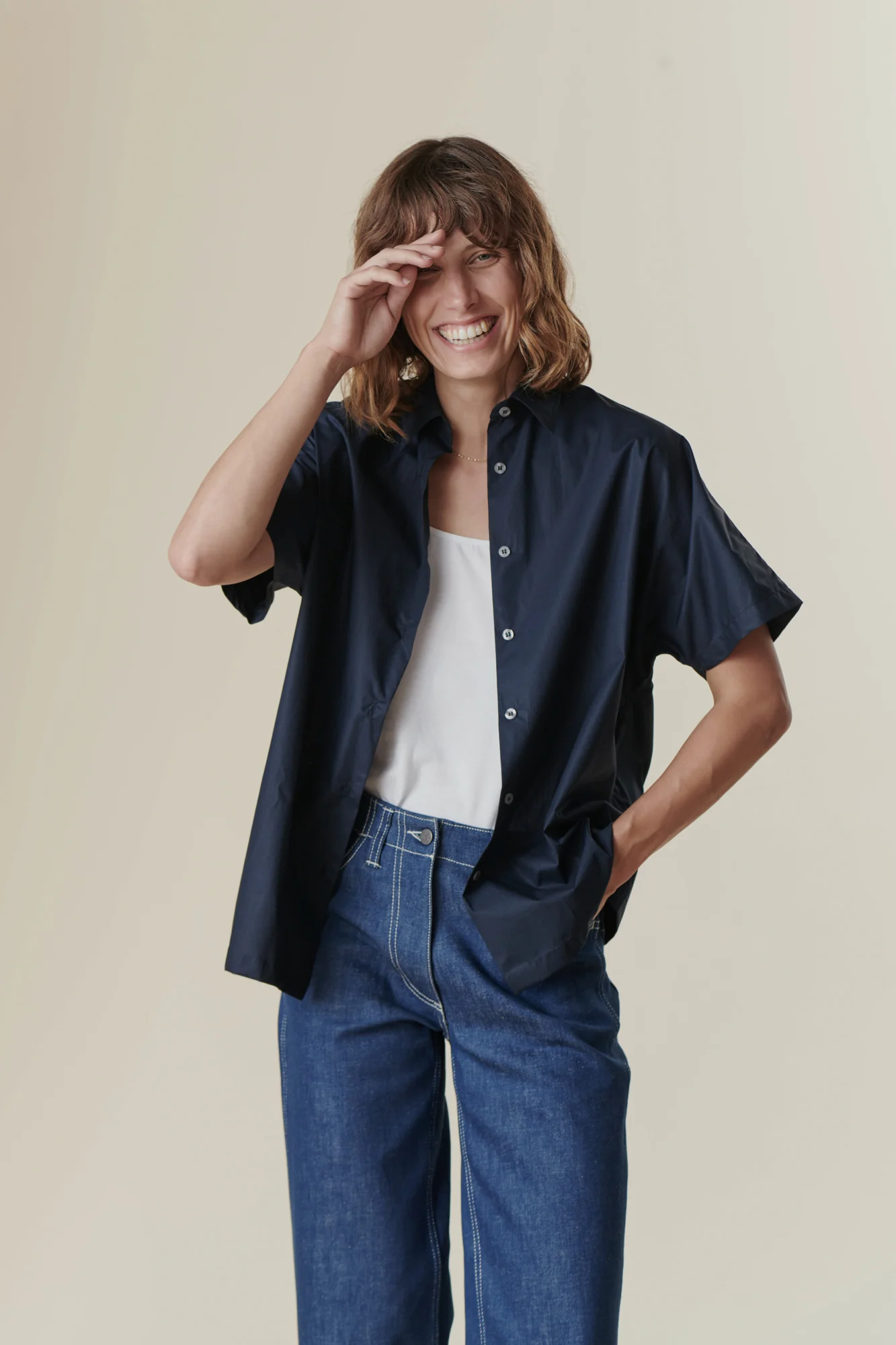 Women's Ava Short Sleeve Shirt - Navy - Image 2