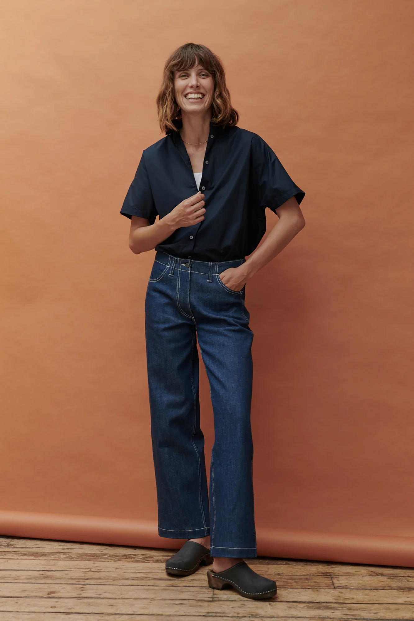Women's Ava Short Sleeve Shirt - Navy - Image 6