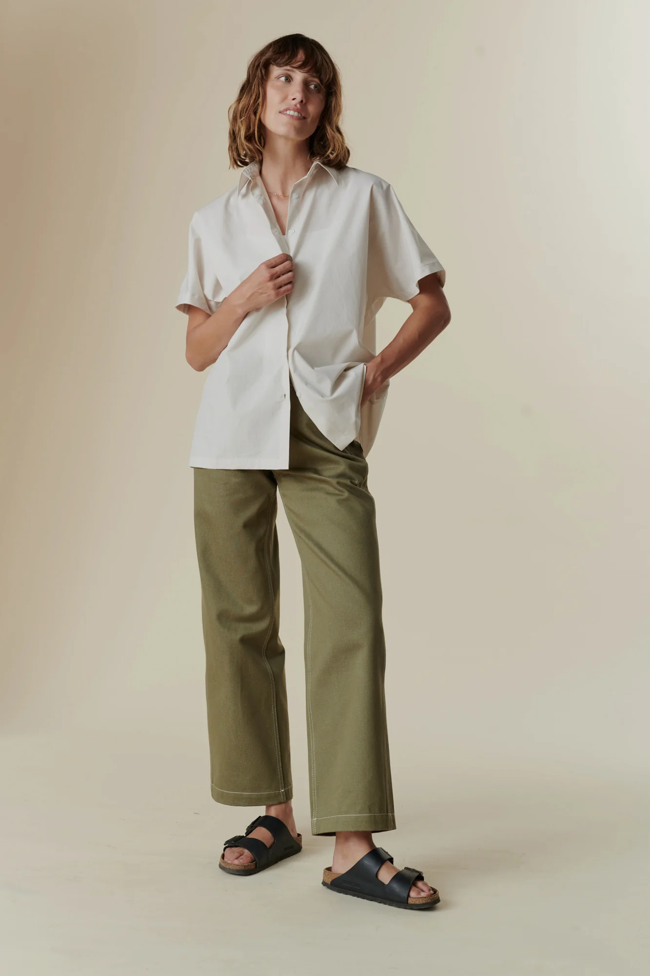 Women's Ava Short Sleeve Shirt - Stone - Image 5