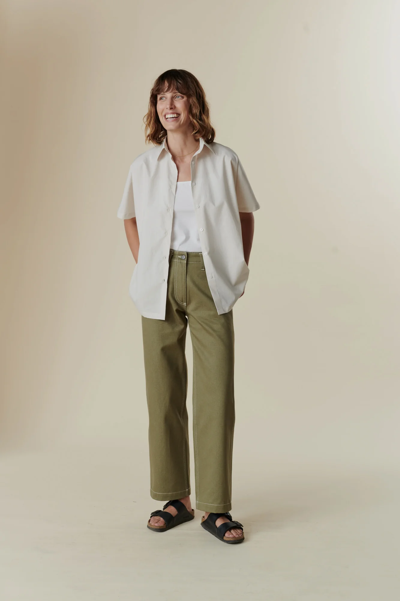 Women's Ava Short Sleeve Shirt - Stone - Image 6