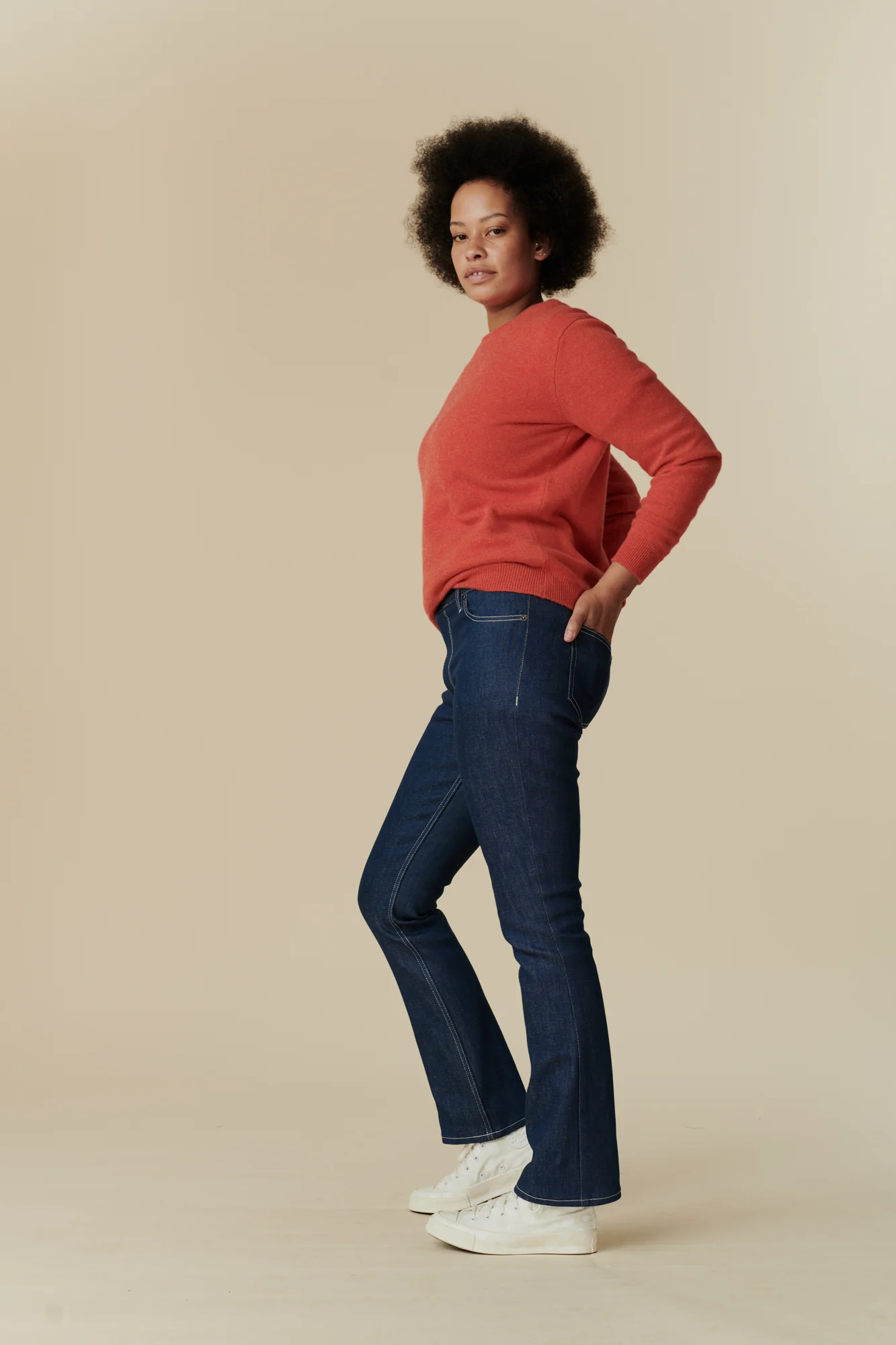 Women's Bootcut Leg Mid Rise Denim Jeans - Blue - Image 3