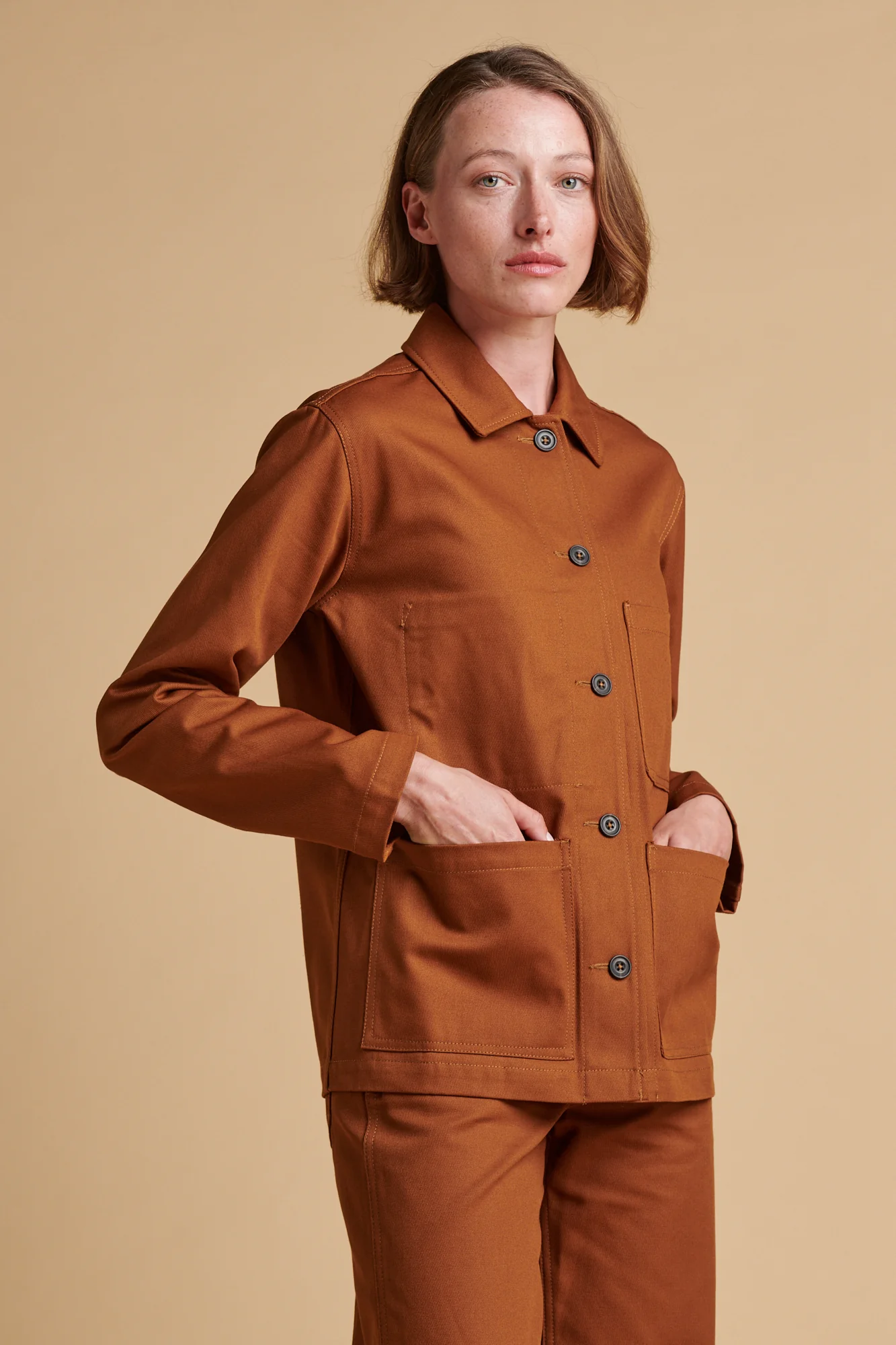 Women's Chore Jacket - Dark Tan - Image 3