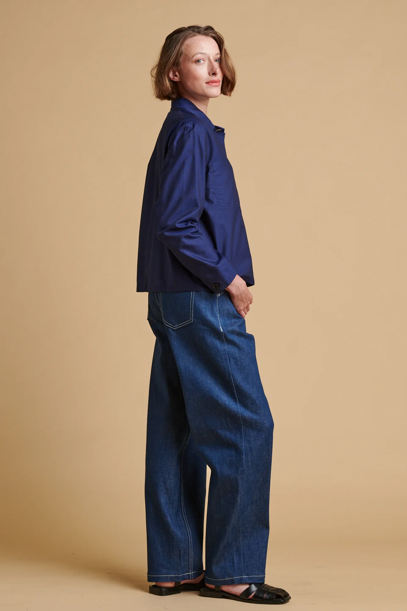 Women's Chore Wide Tapered Jean - Blue - Image 4