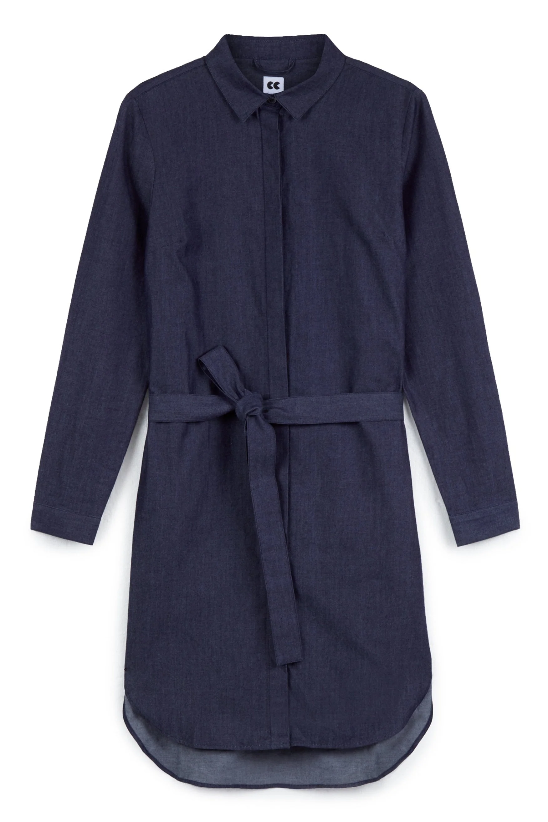 Women's Collared Shirt Dress - Indigo - Image 5