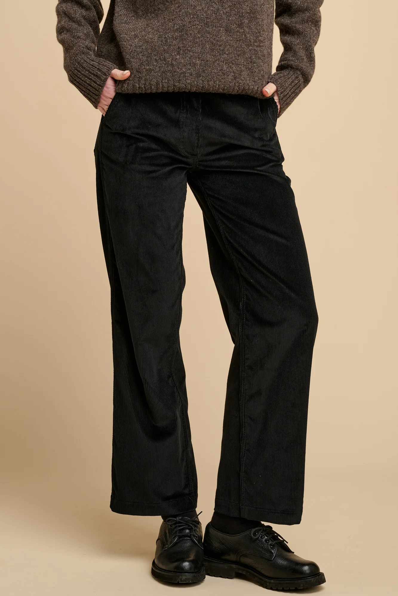 Womens Corduroy Work Trousers- Black