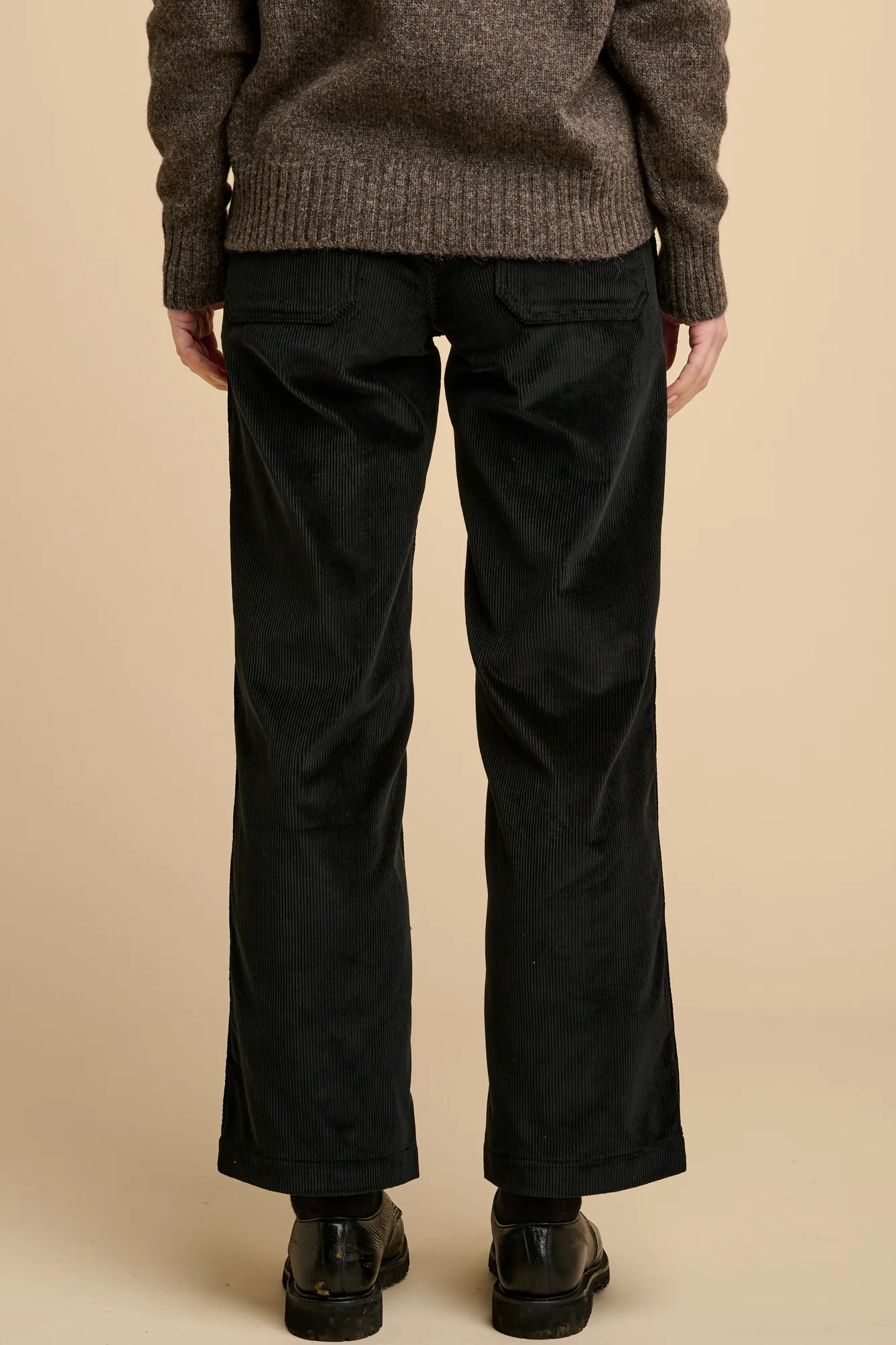 Womens Corduroy Work Trousers- Black - Image 2