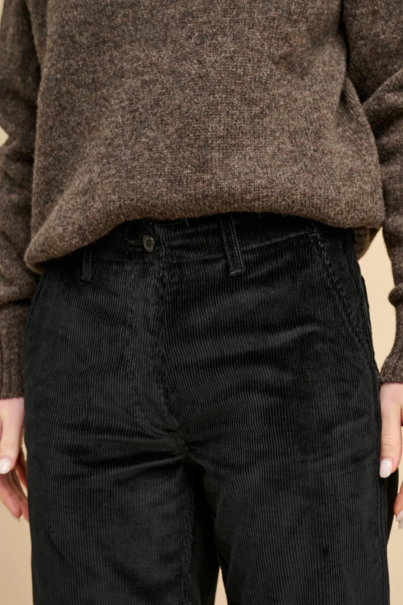 Womens Corduroy Work Trousers- Black - Image 6