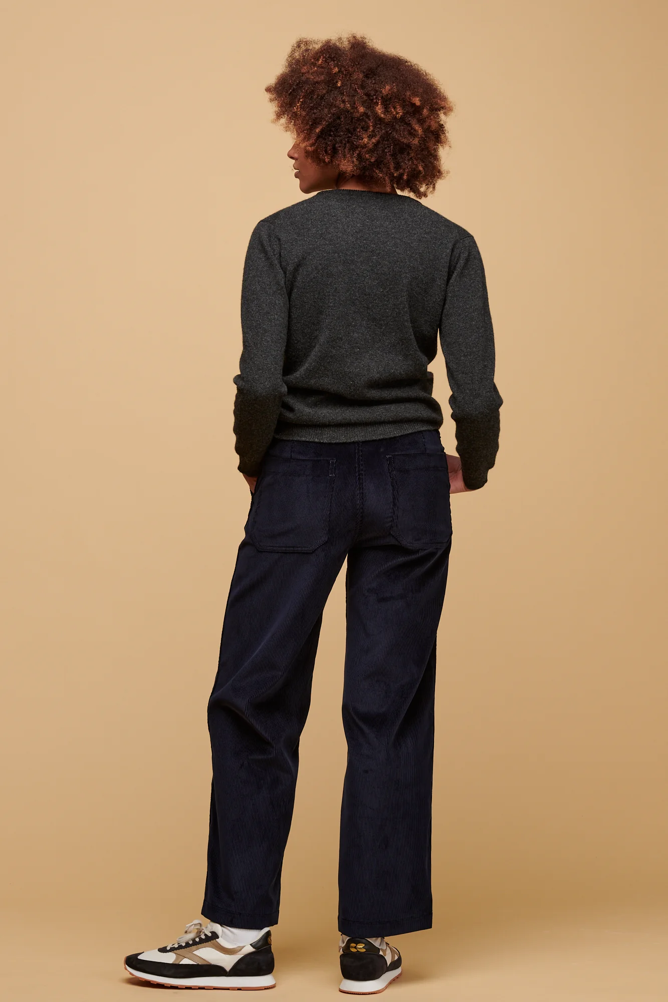 Women's Corduroy Work Trousers - Navy - Image 3
