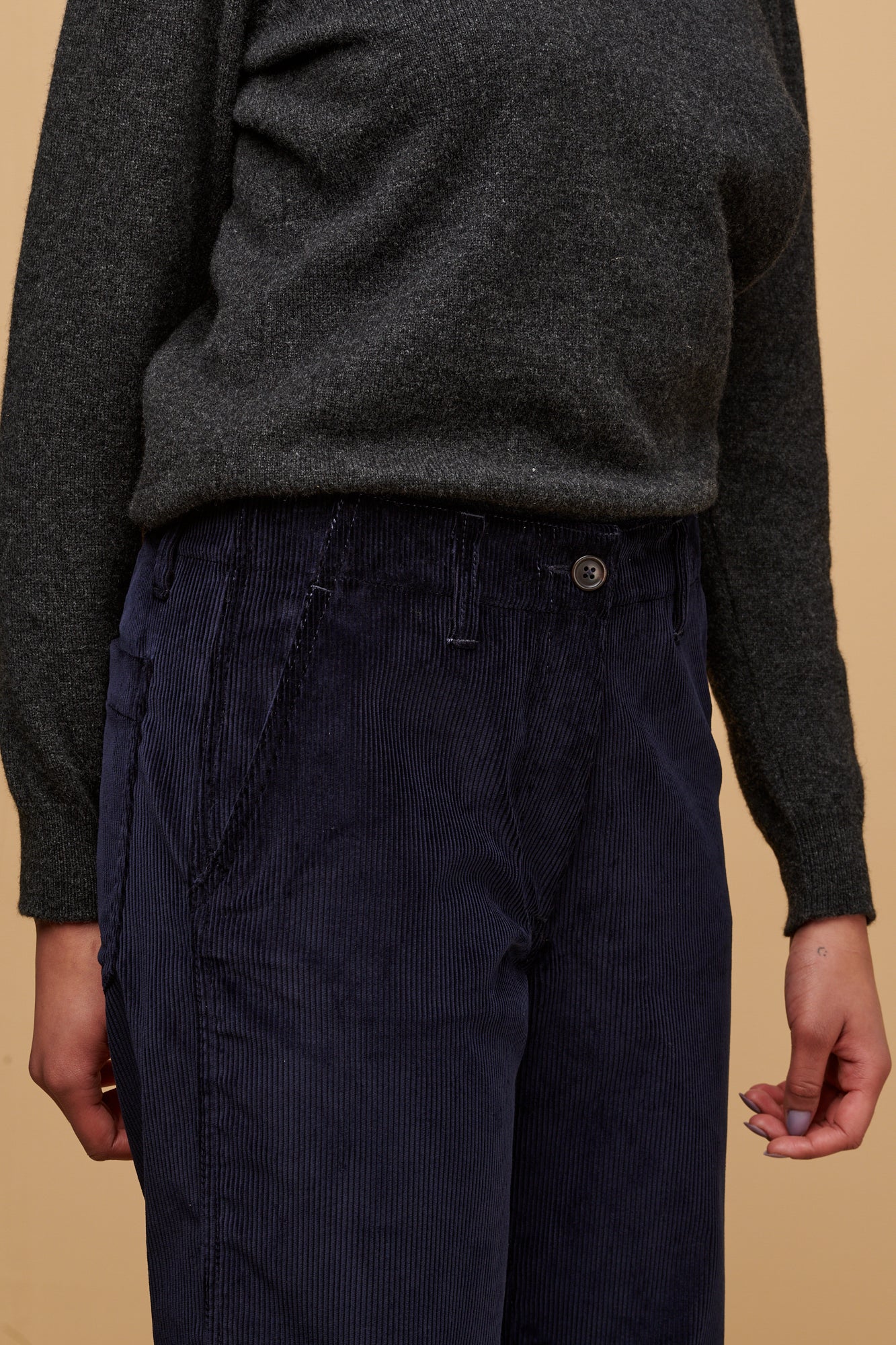 Women's Corduroy Work Trousers - Navy - Image 4