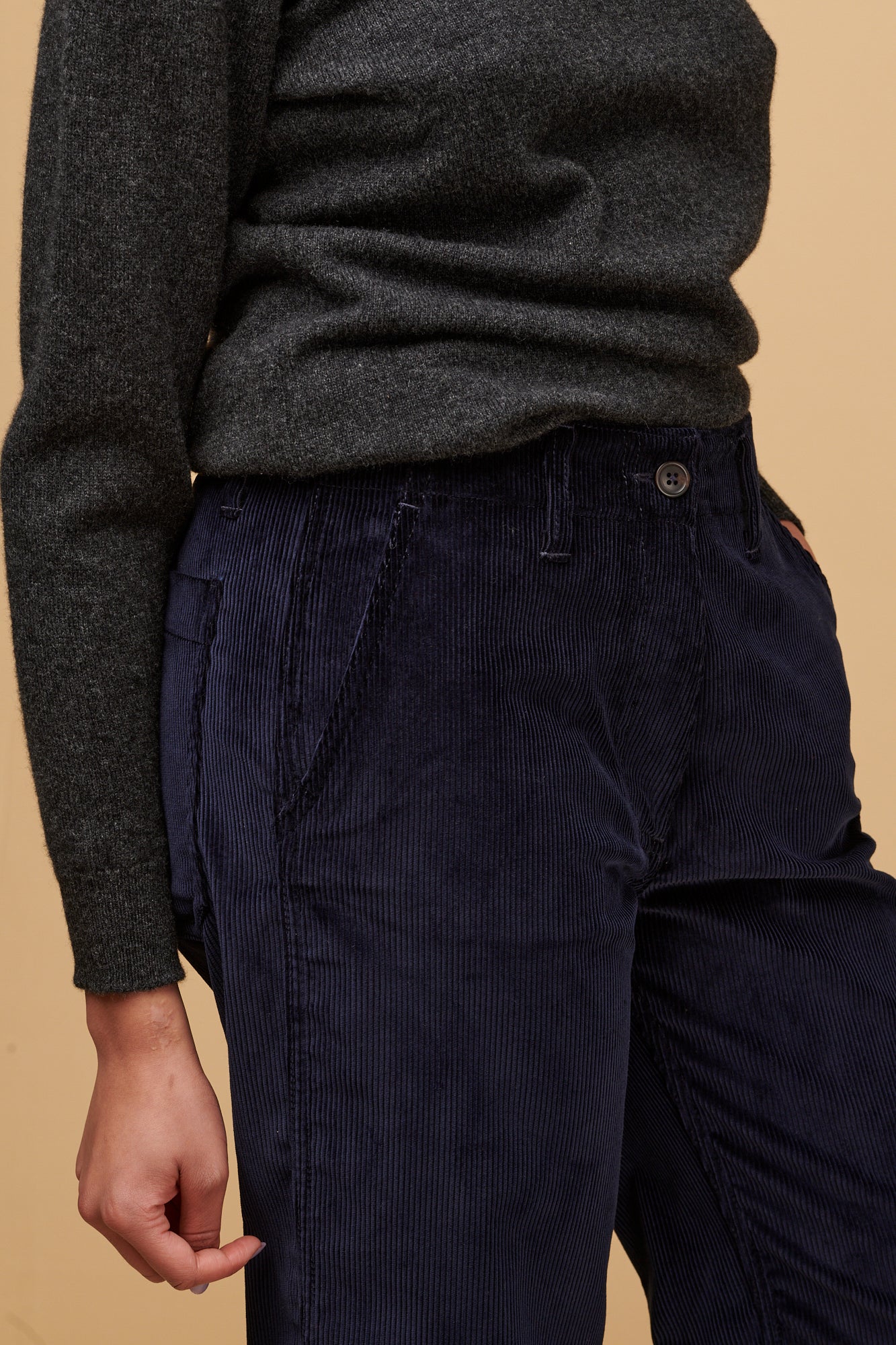 Women's Corduroy Work Trousers - Navy - Image 5