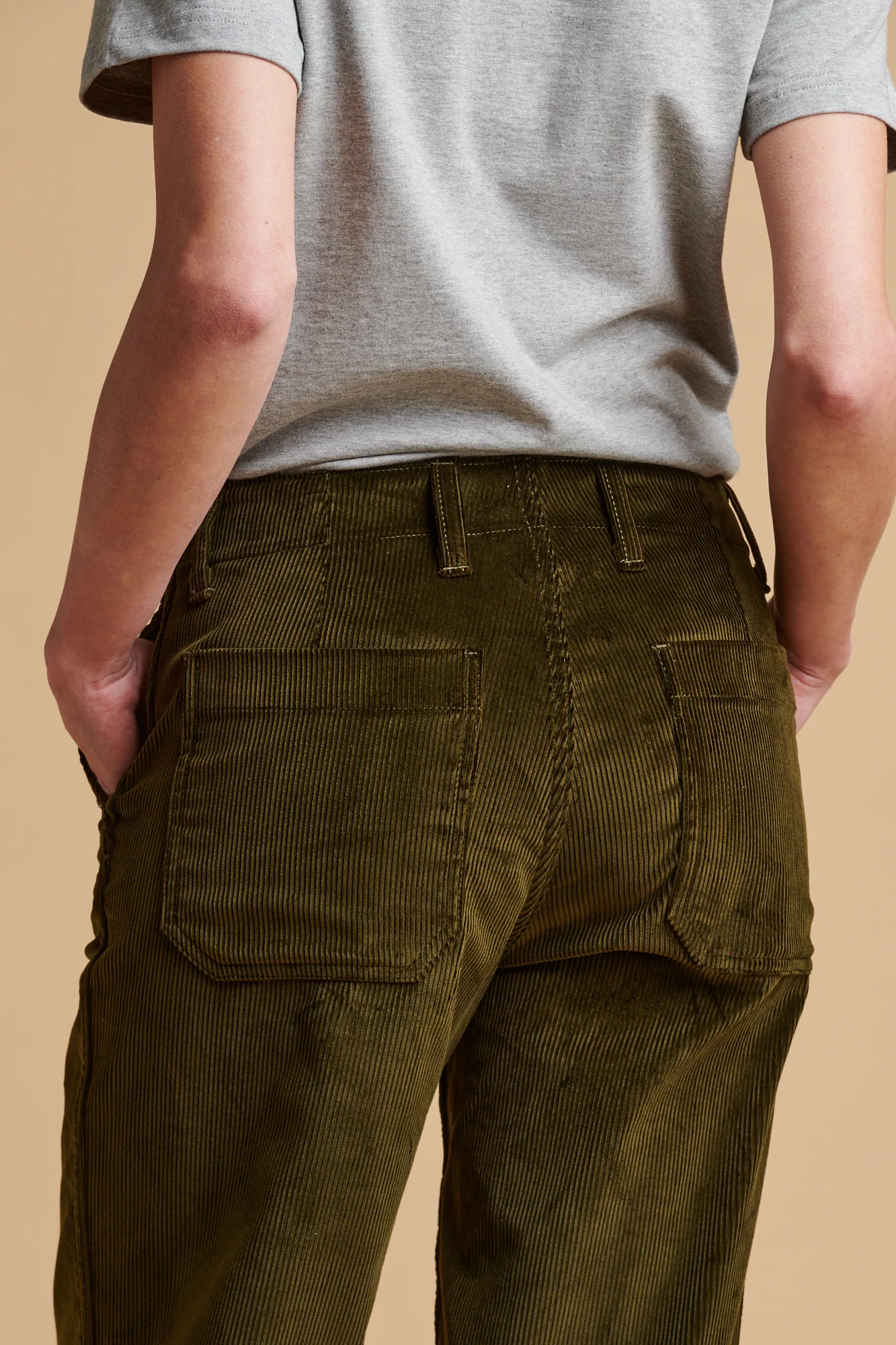 Women's Corduroy Work Trousers - Olive - Image 4