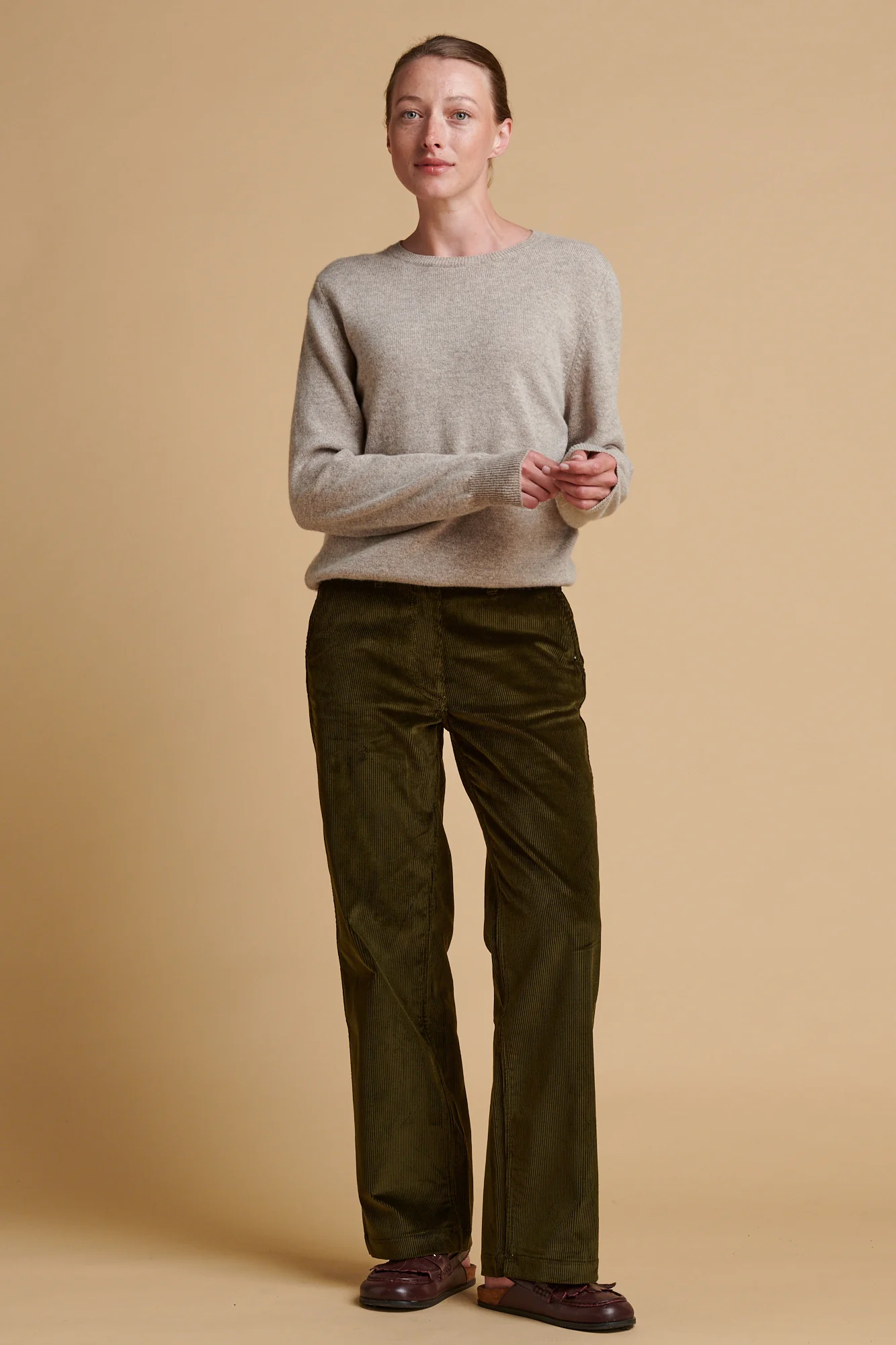 Women's Corduroy Work Trousers - Olive - Image 5