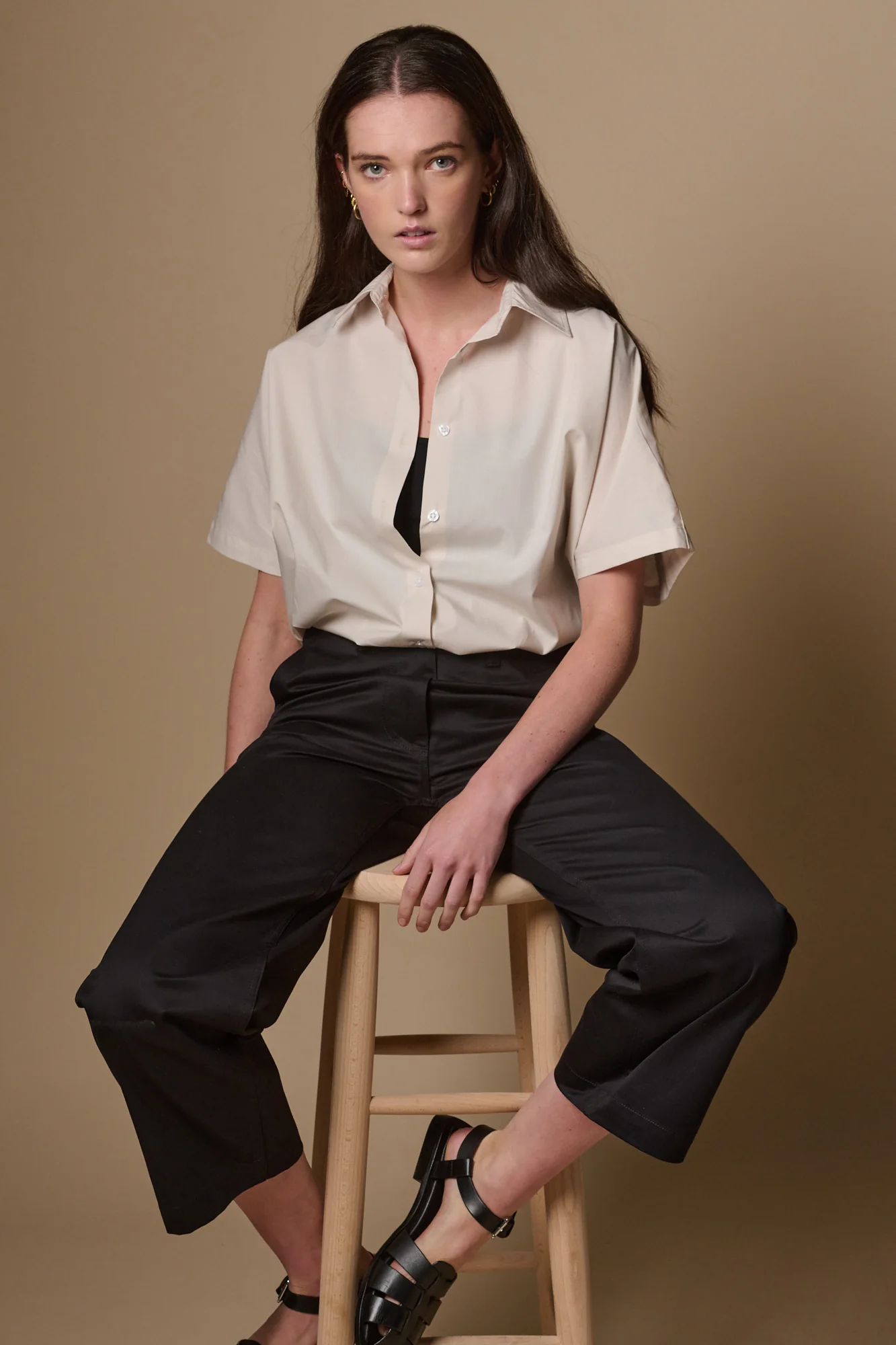 Women's Cropped Work Trousers - Black
