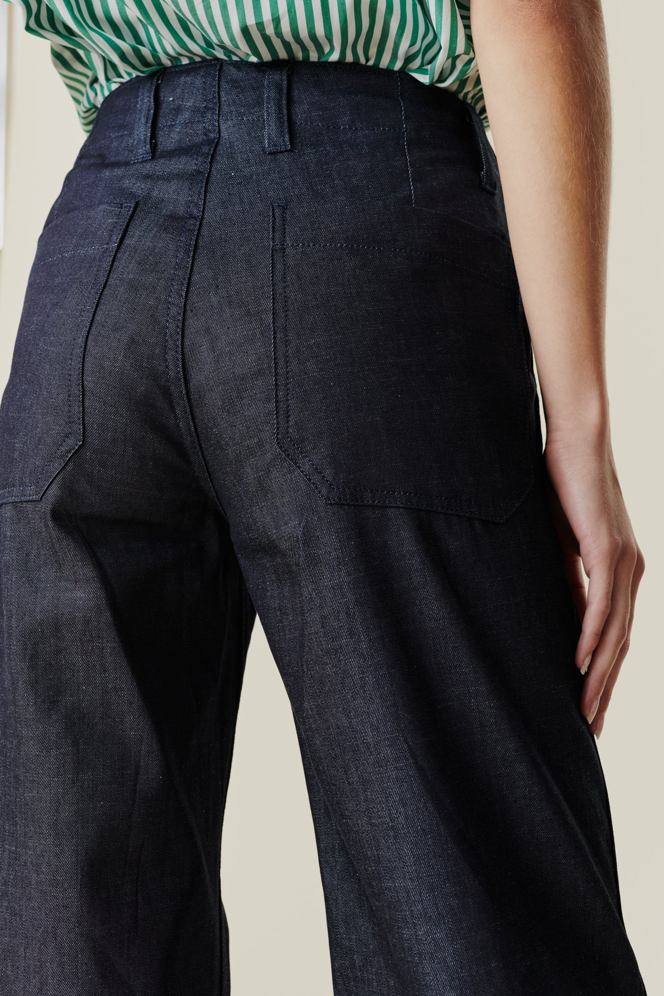 Women's Cropped Work Trousers - Denim - Image 3