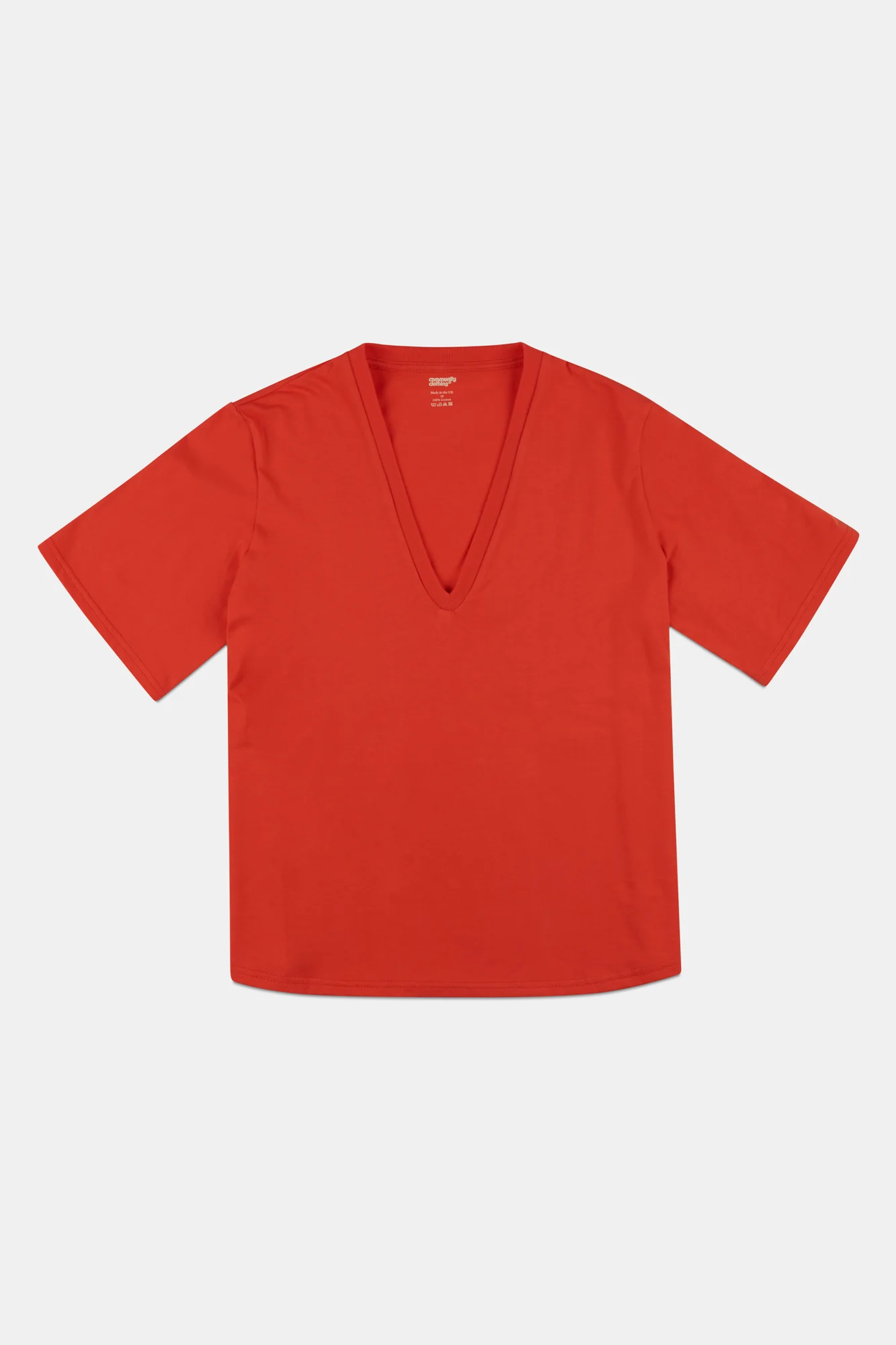 Women's Short Sleeve V Neck T Shirt  - Flame Red - Image 4