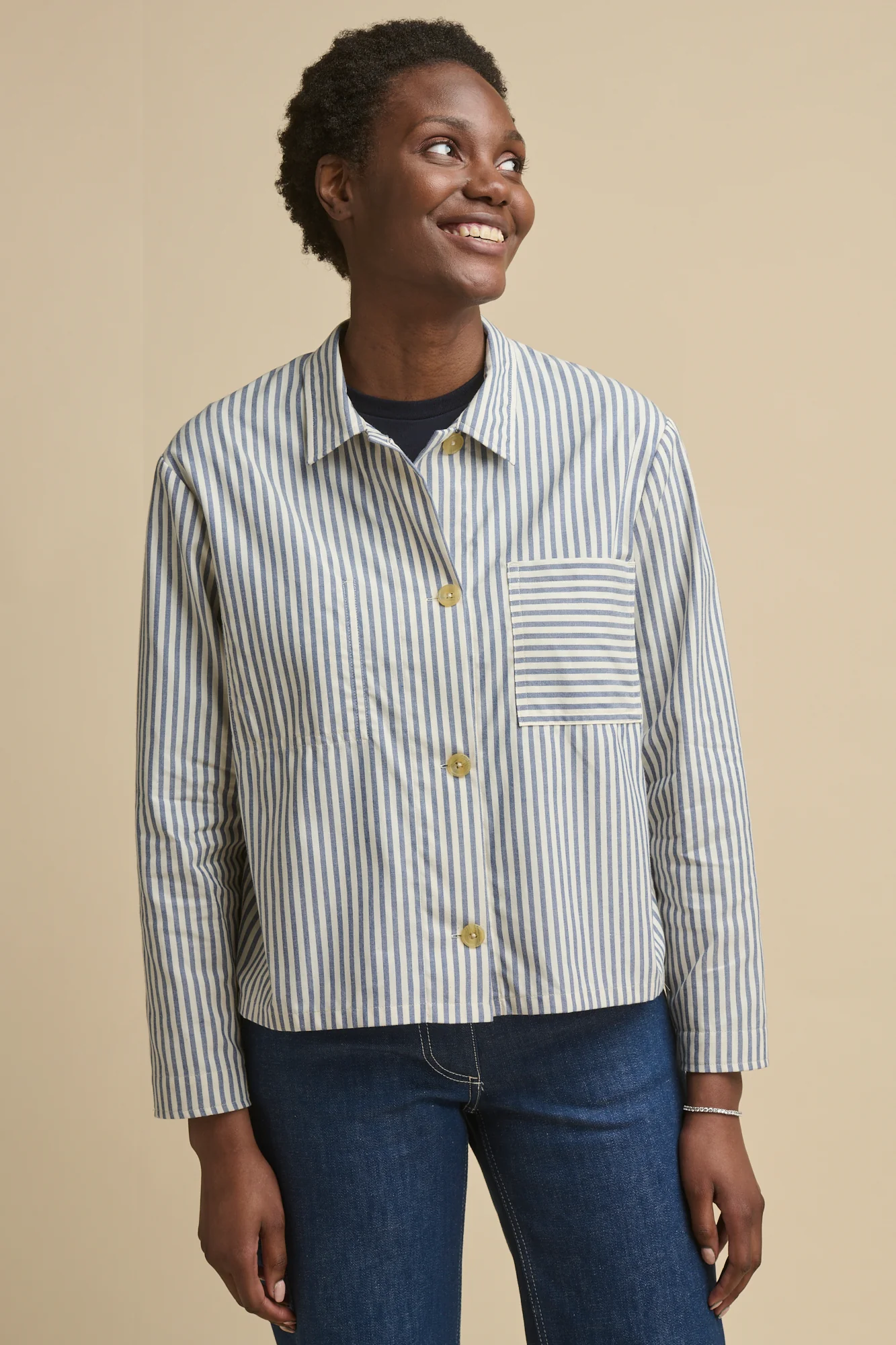 The Quarry Bank Women's Elena Stripe Overshirt - Navy/White - Image 3