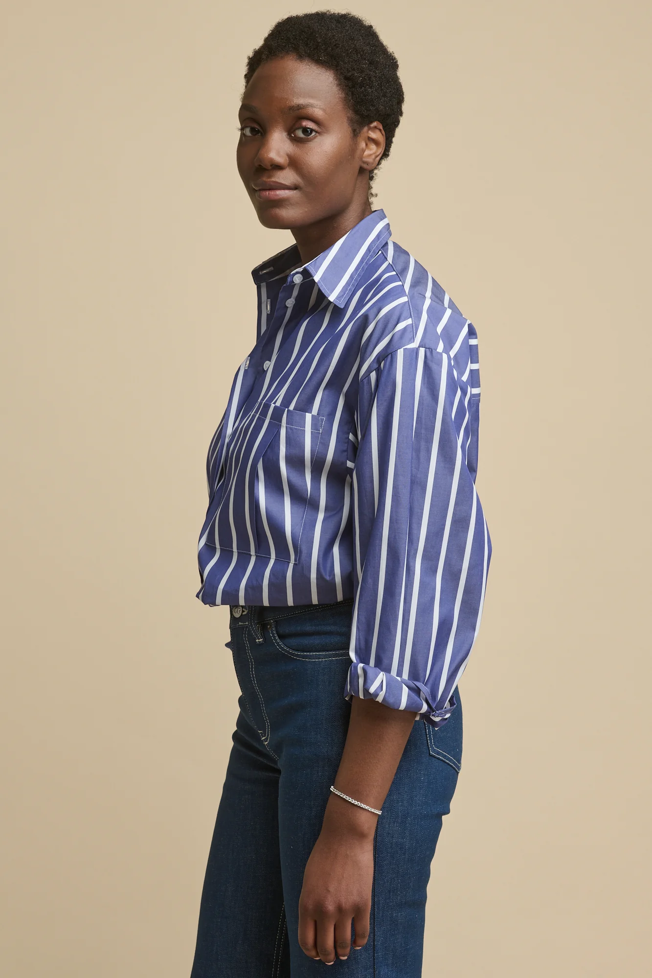 Women's Esme Long Sleeve Shirt - Blue/White - Image 5