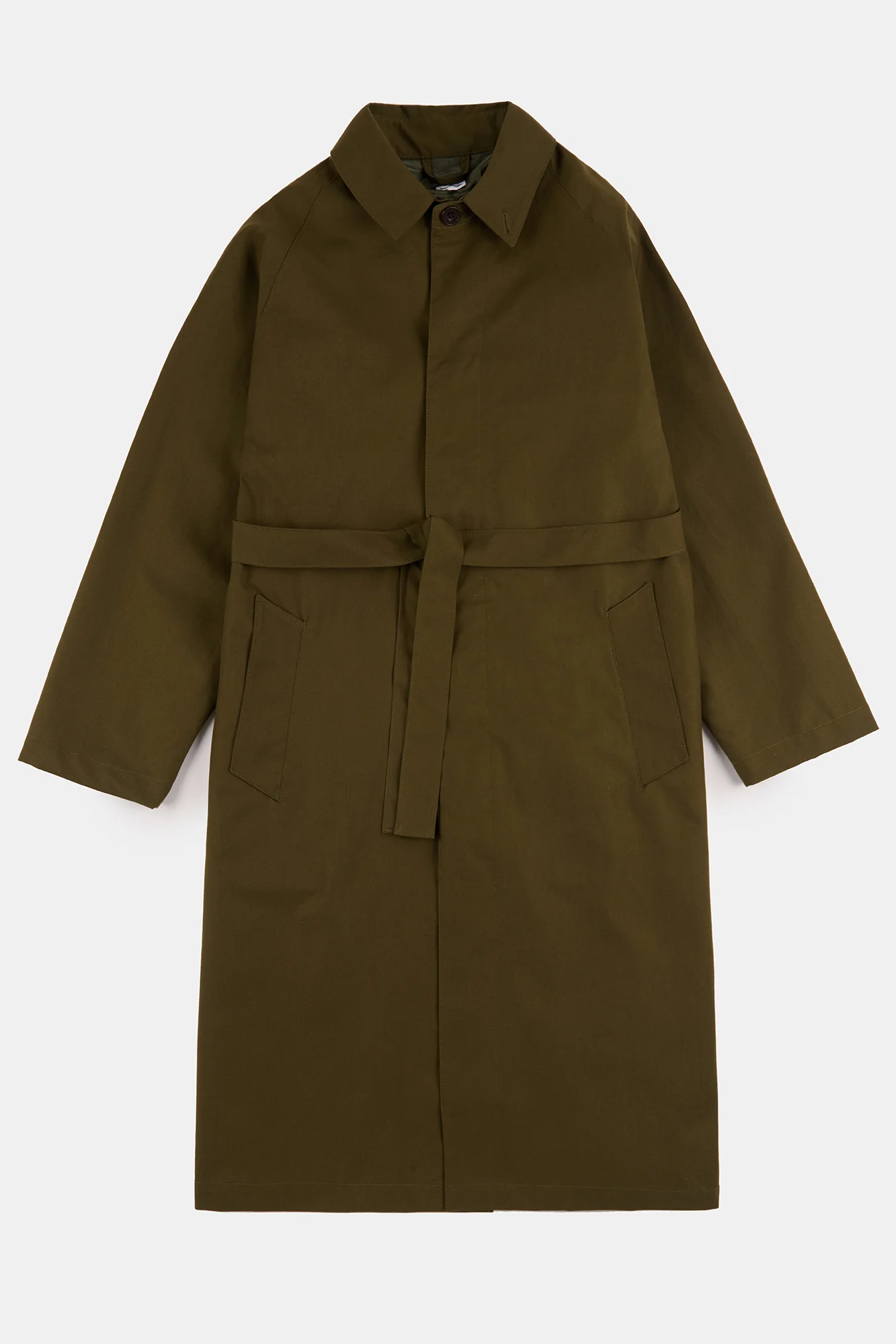 Women's Frances Belted Raglan Raincoat - Olive - Image 6