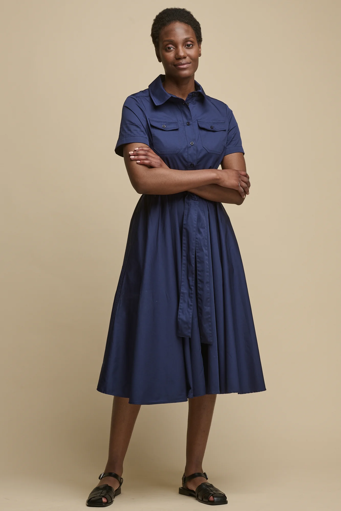 Women's Full Skirted Phoebe Trench Dress - Navy - Image 5