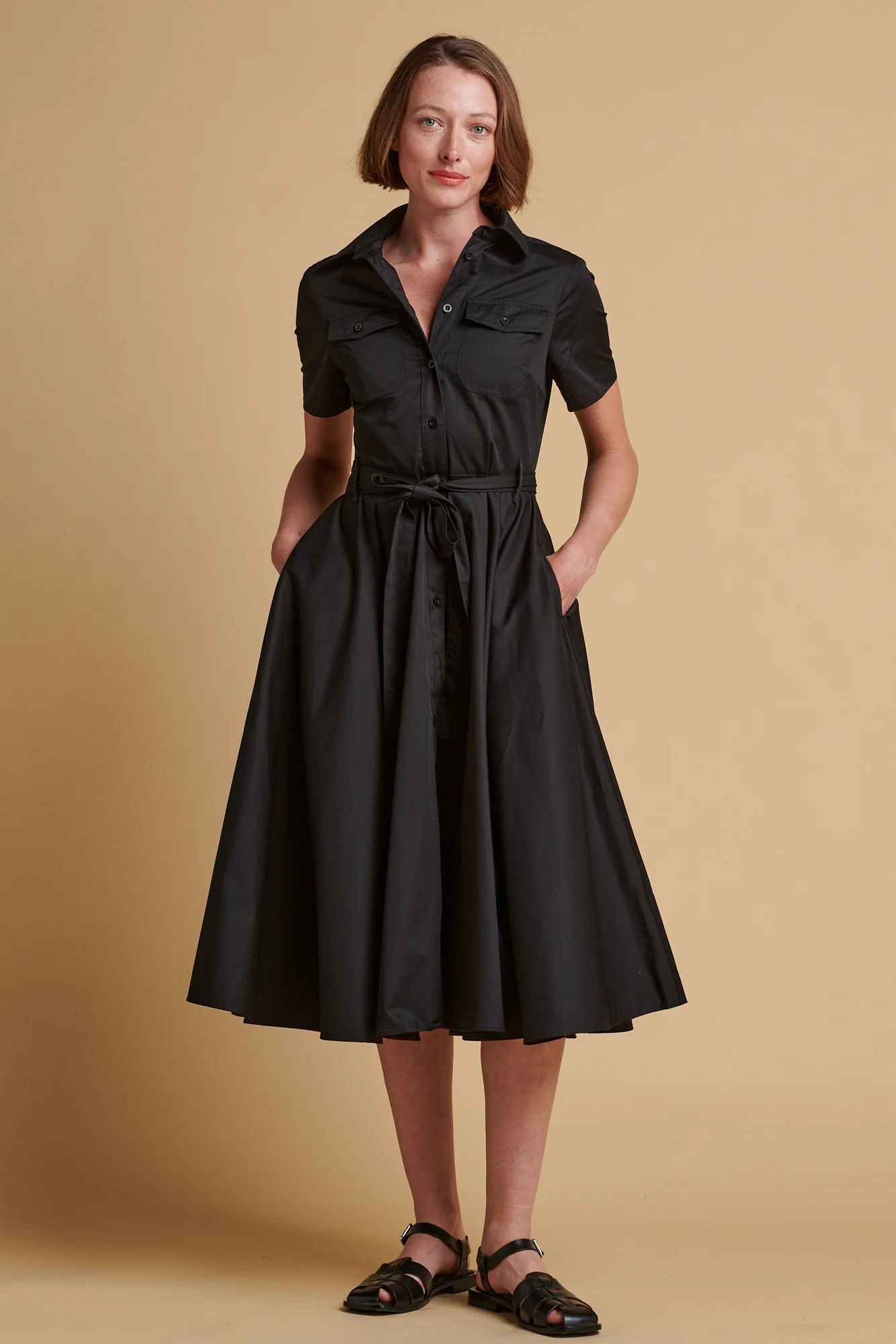 Women's Full Skirted Phoebe Trench Dress - Black