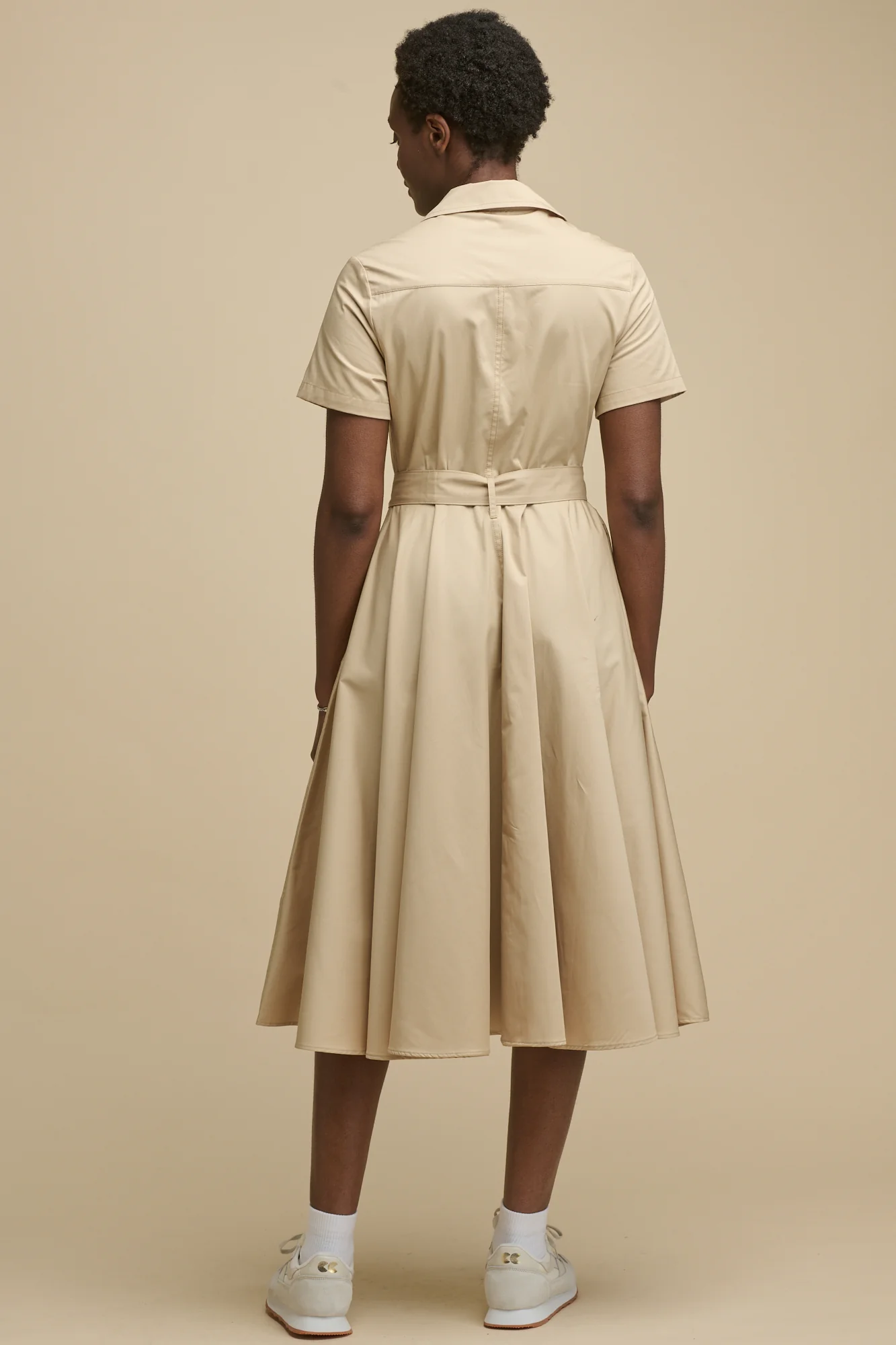 Women's Full Skirted Phoebe Trench Dress - Stone - Image 3