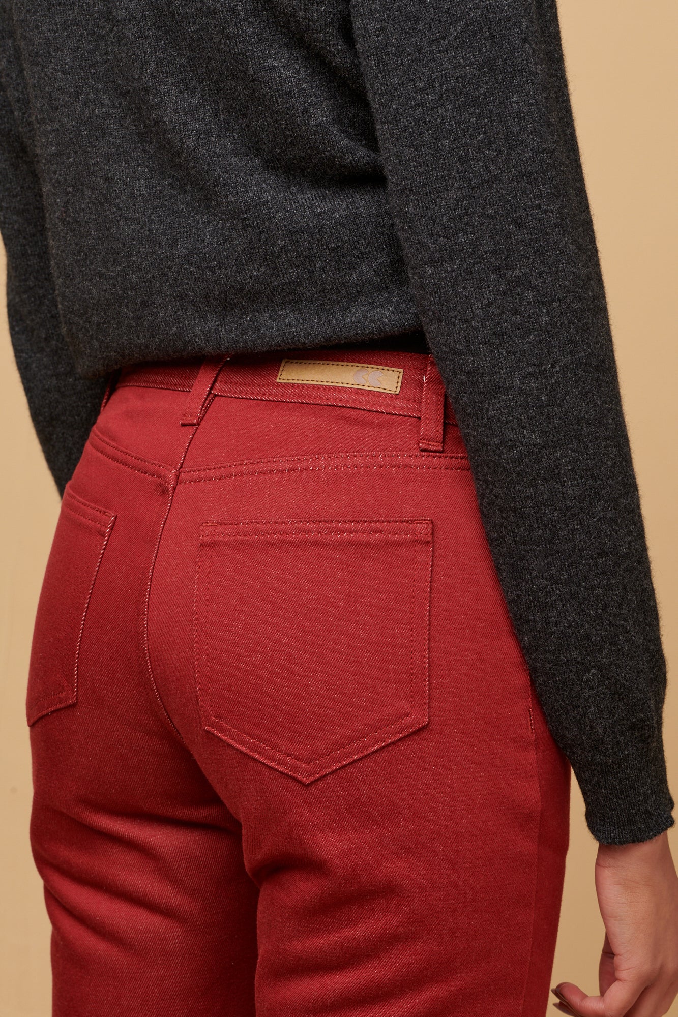 Women's Gloria Straight Leg High Rise Denim Jeans - Burgundy - Image 4