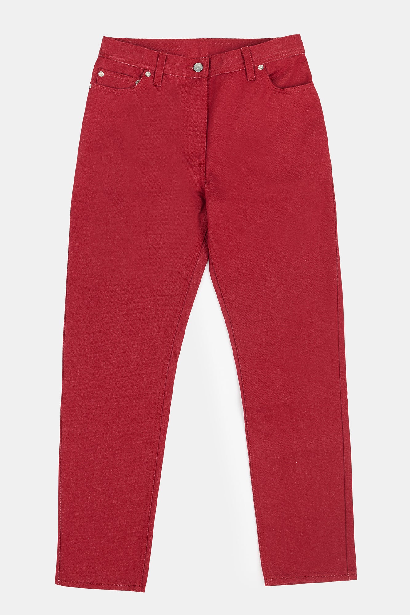 Women's Gloria Straight Leg High Rise Denim Jeans - Burgundy - Image 6