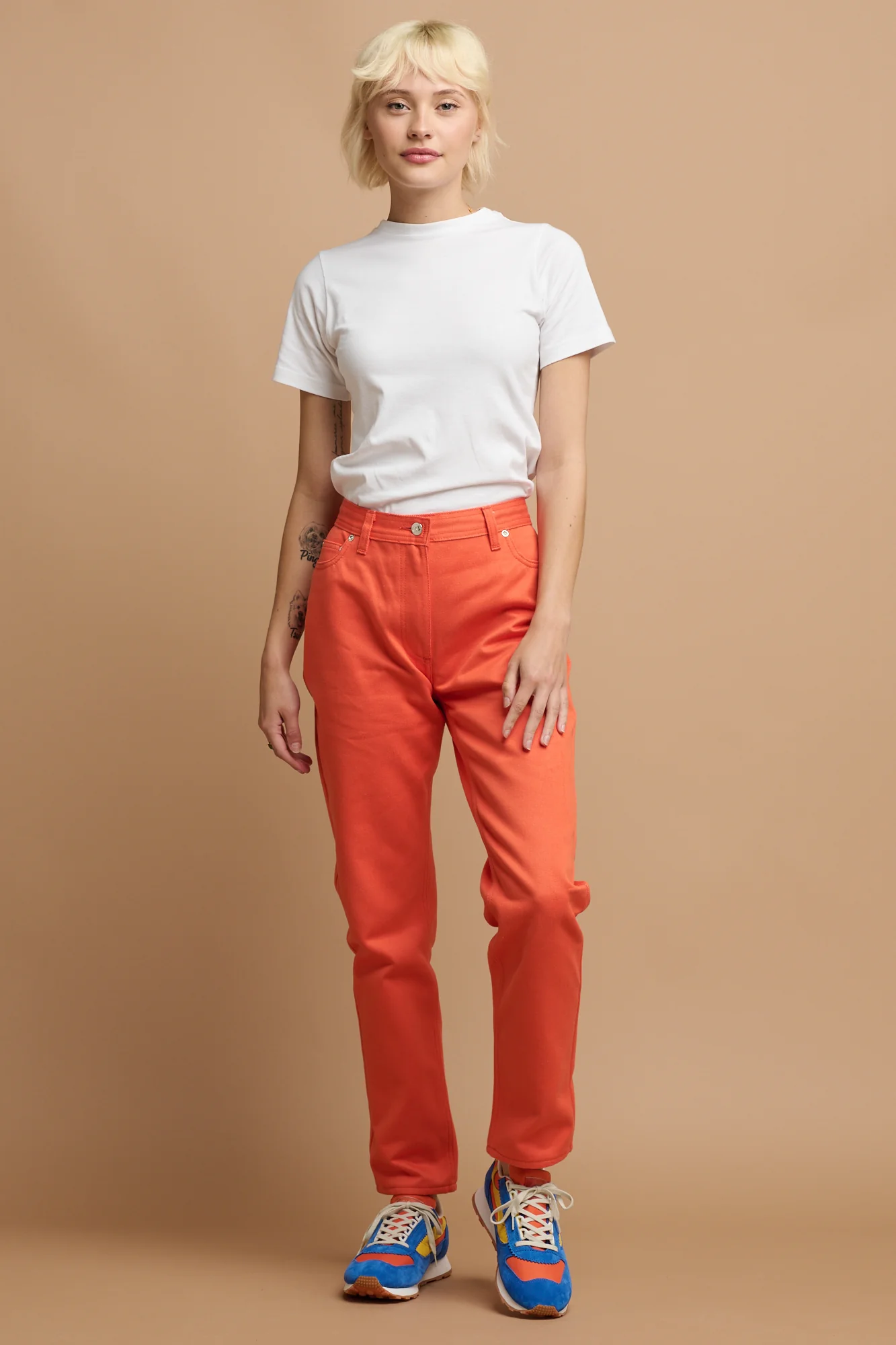 Women's Gloria Straight Leg High Rise Denim Jeans - Flame Red