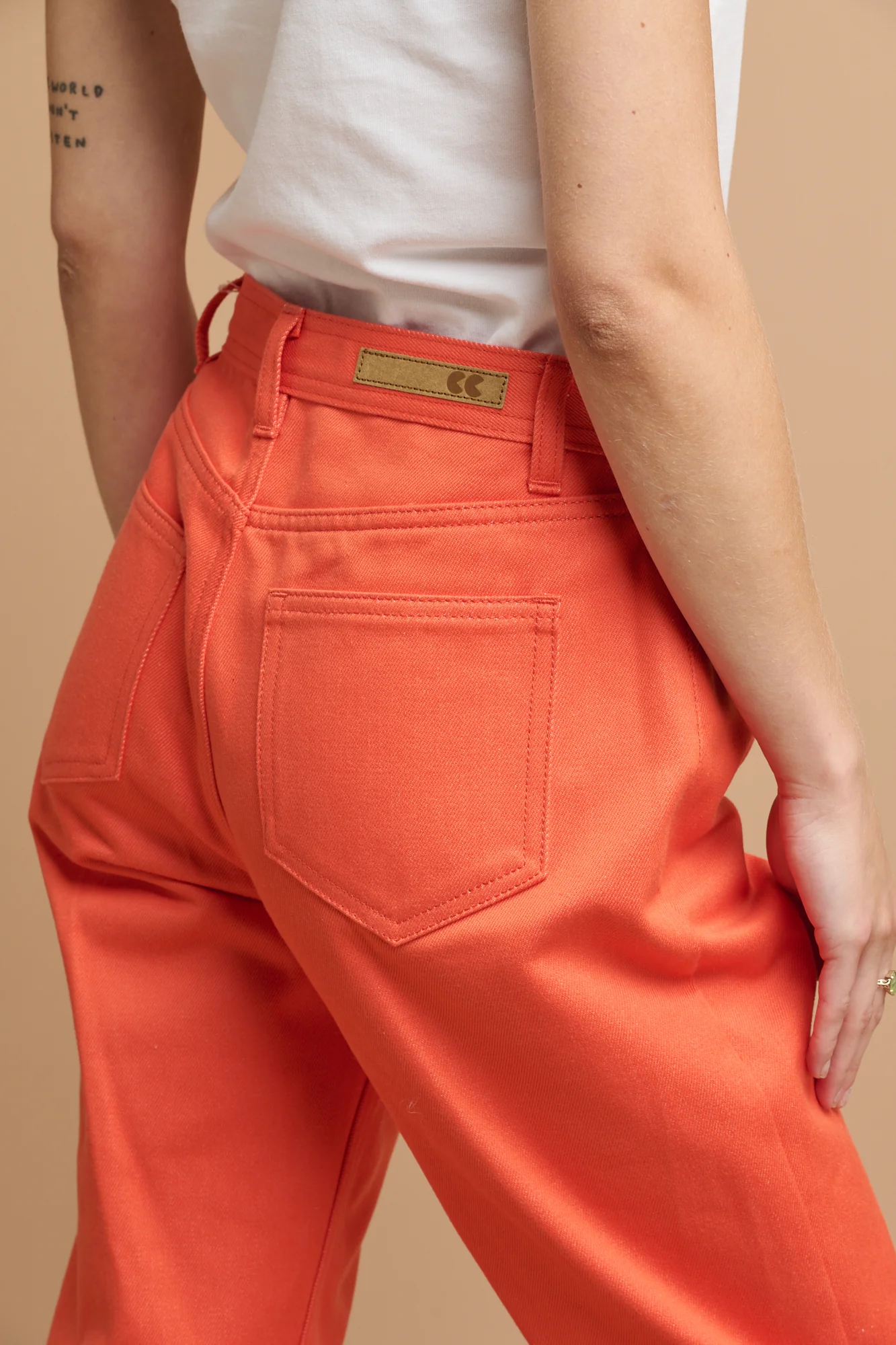 Women's Gloria Straight Leg High Rise Denim Jeans - Flame Red - Image 3