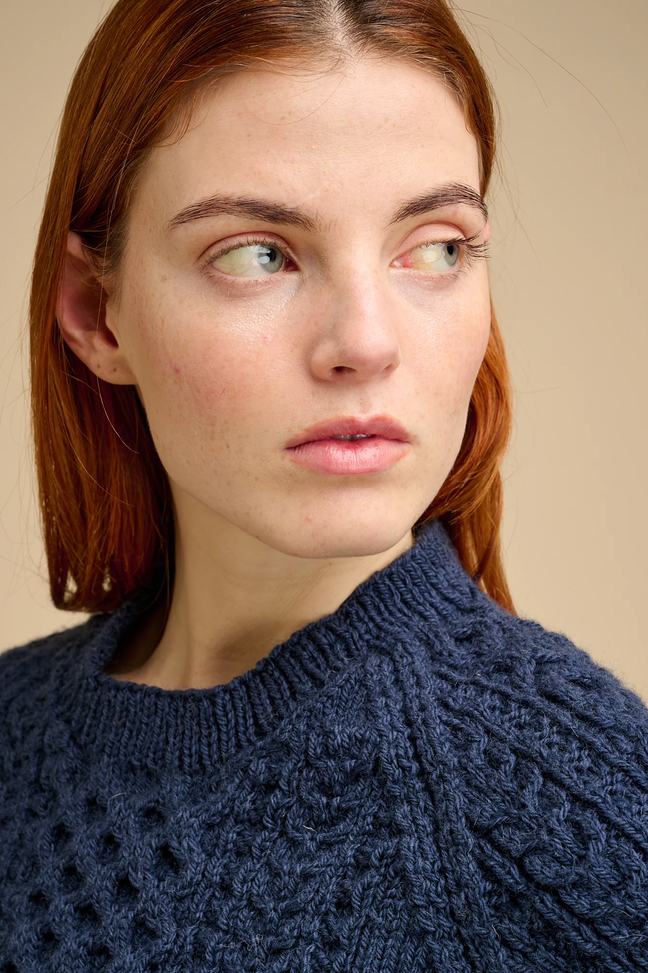 Womens Hand Knit Aran Sweater - Navy - Image 4