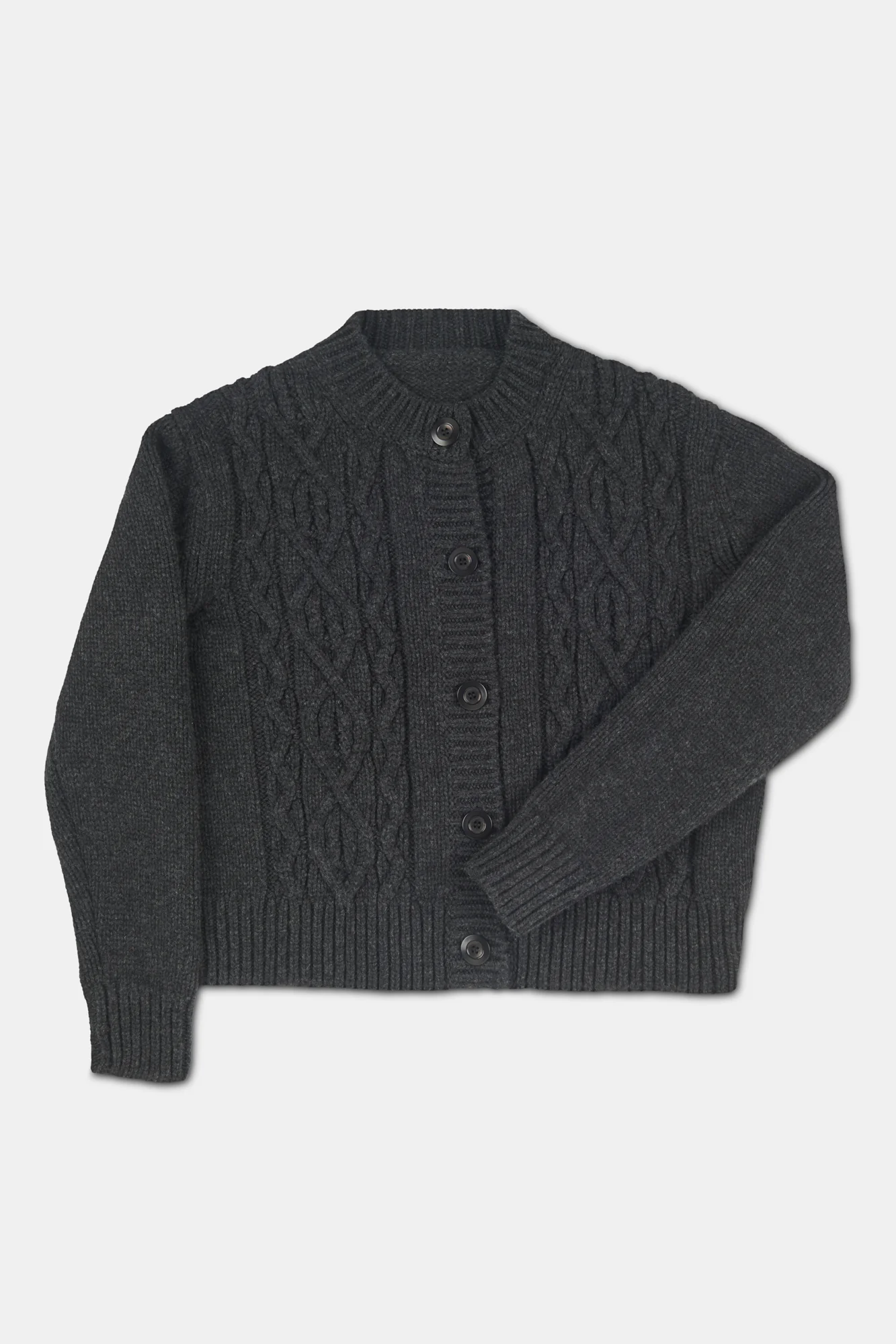 Women's Heavy Cable Cardigan Charcoal - Image 6