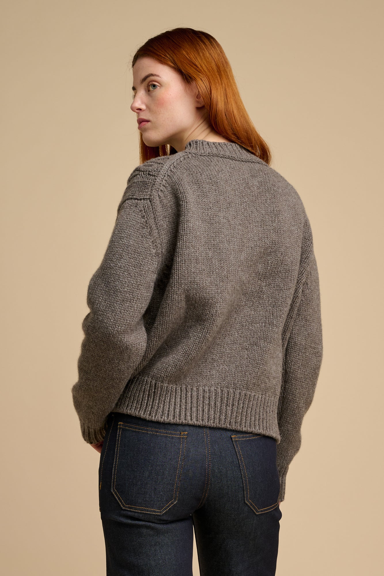 Women's Heavy Cable Cardigan Truffle - Image 2