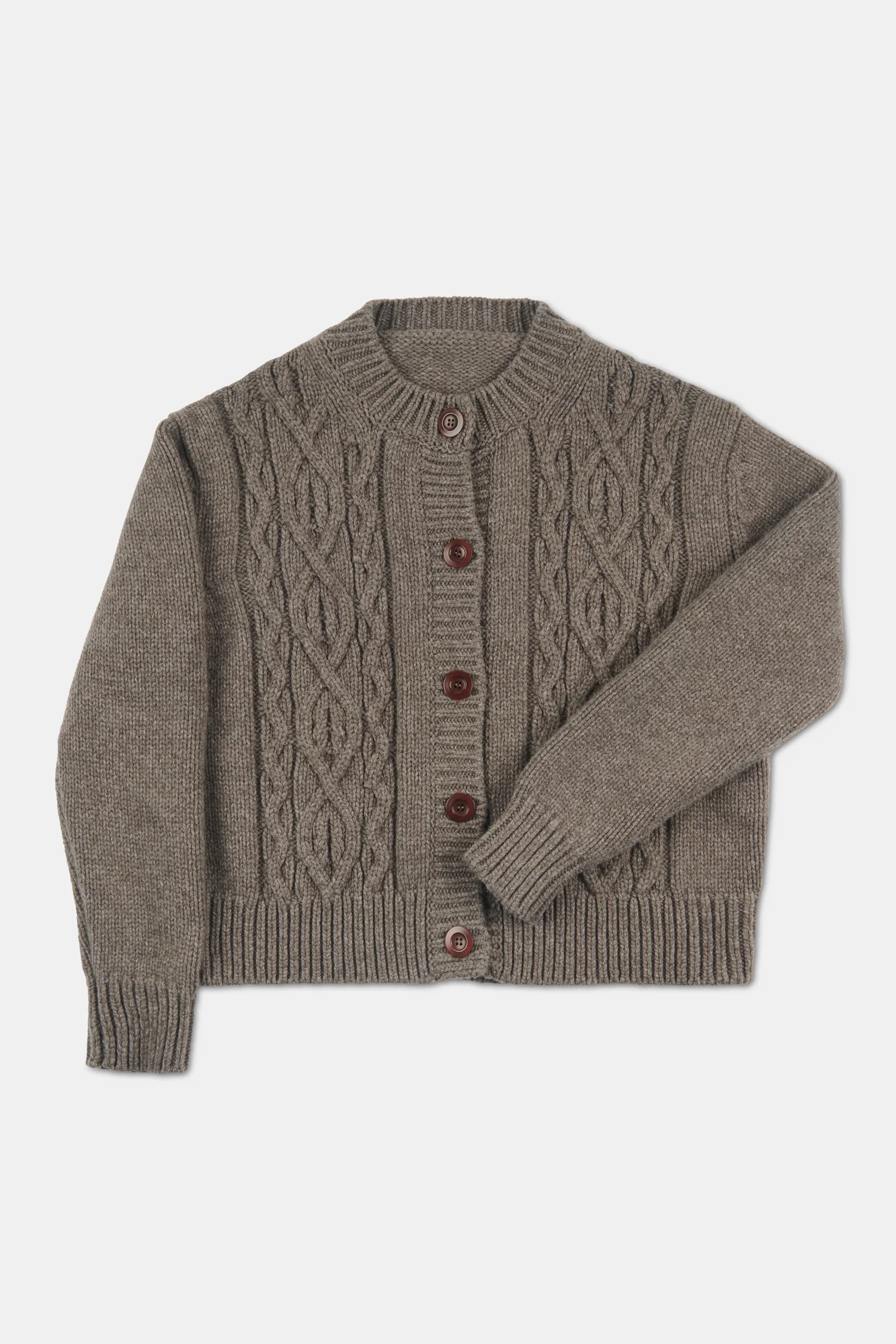 Women's Heavy Cable Cardigan Truffle - Image 6