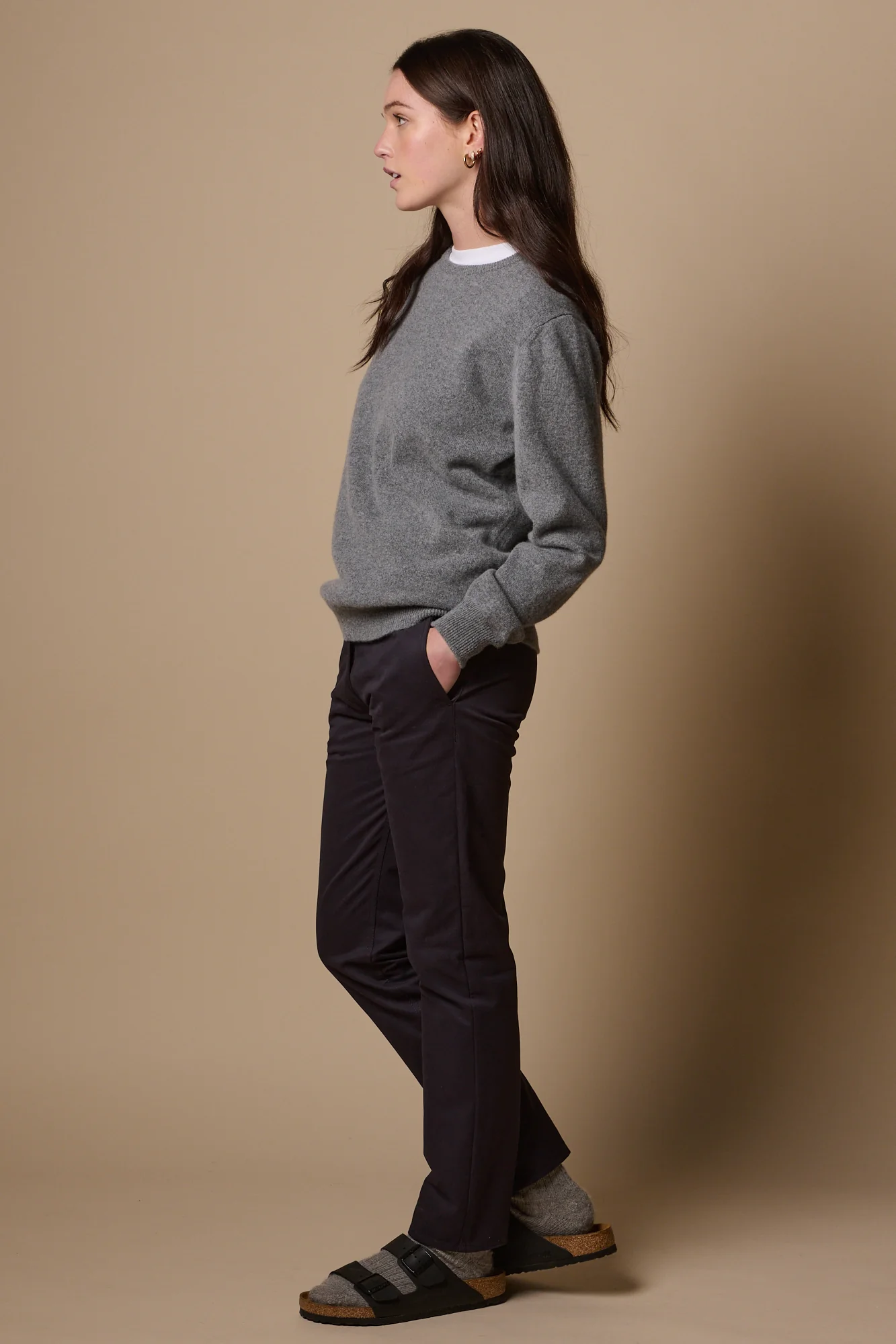 Women's Heavyweight Slim Chino - Navy - Image 5