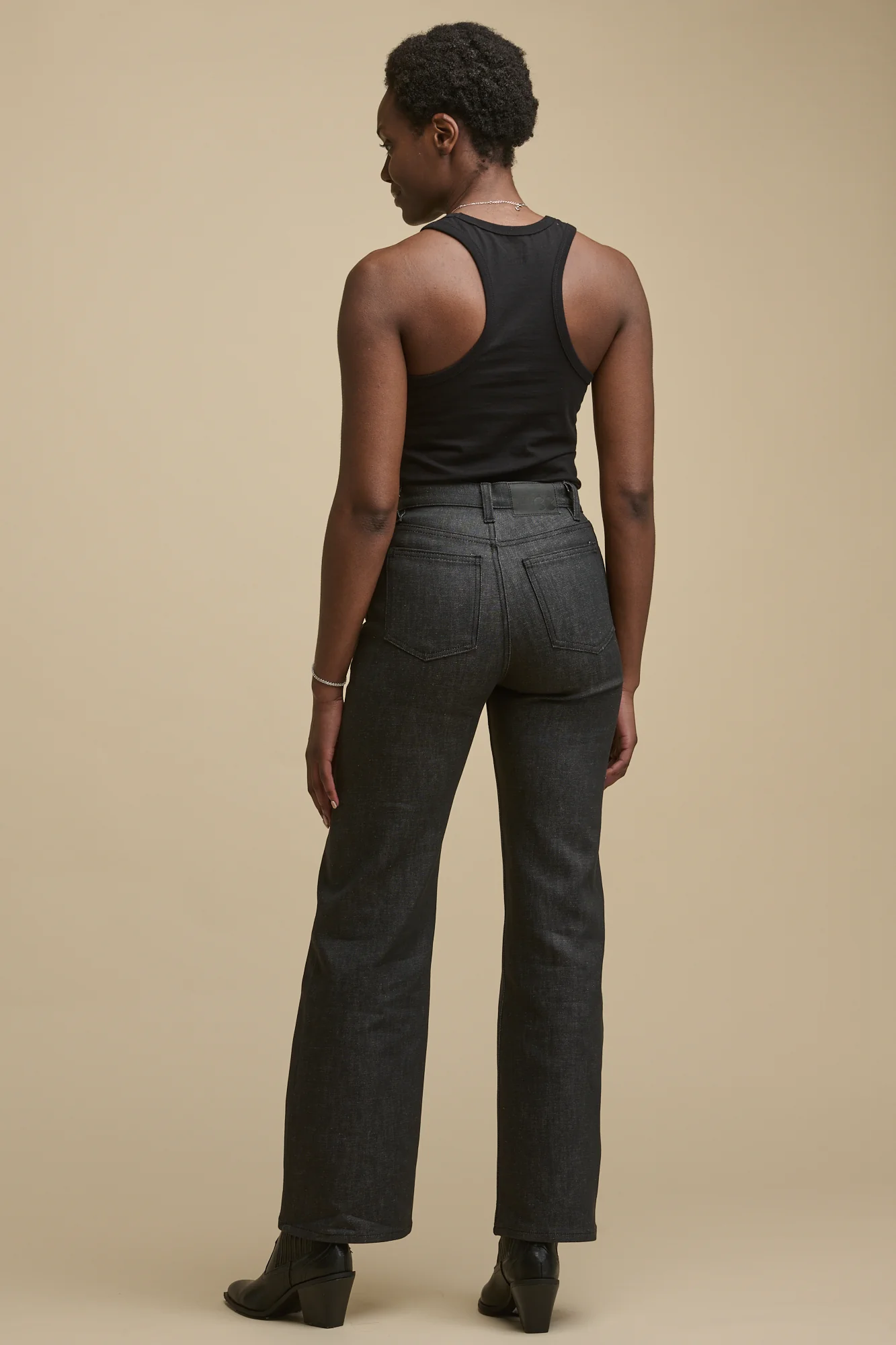 Women's Wide Leg High Rise Denim Jeans - Black - Image 2