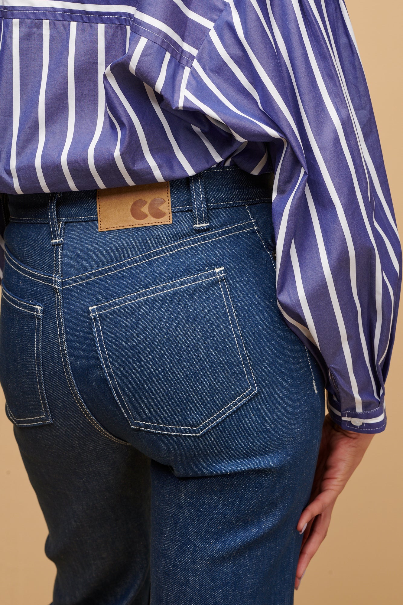 Women's Wide Leg High Rise Denim Jeans - Blue - Image 3