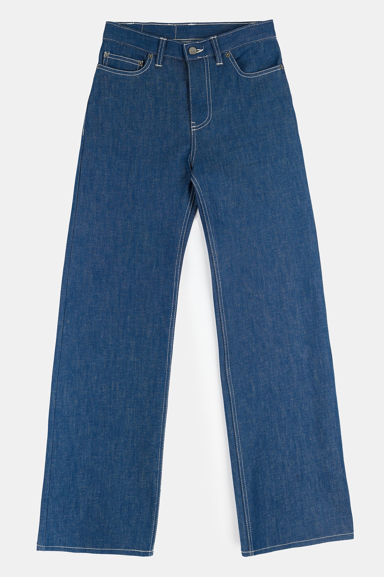 Women's Wide Leg High Rise Denim Jeans - Blue - Image 4