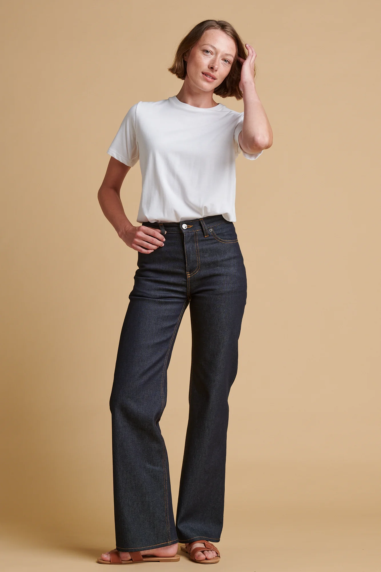 Women's Wide Leg High Rise Denim Jeans - Indigo