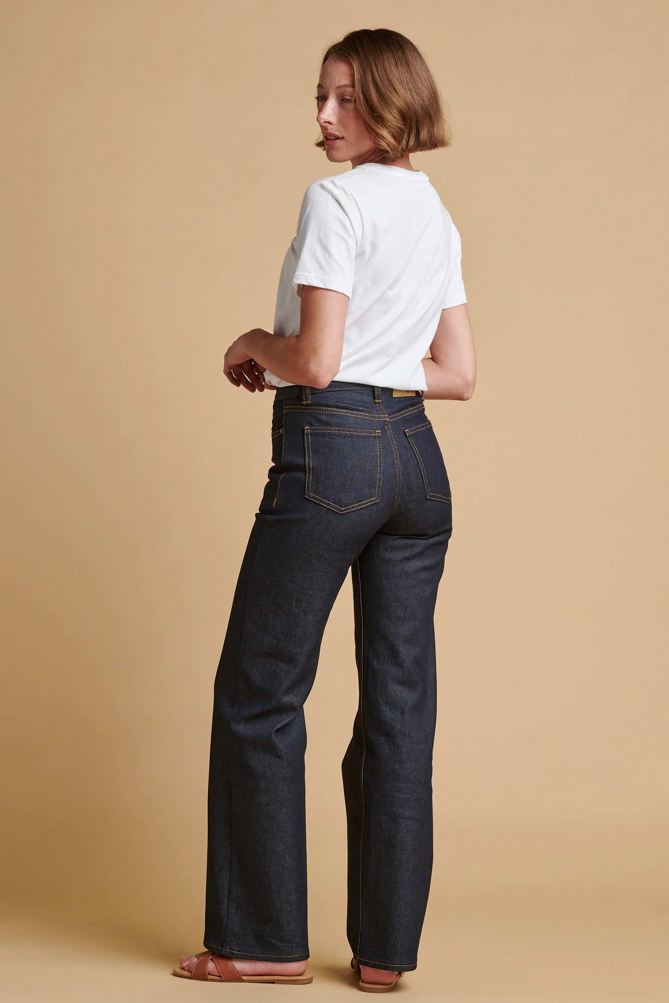 Women's Wide Leg High Rise Denim Jeans - Indigo - Image 2