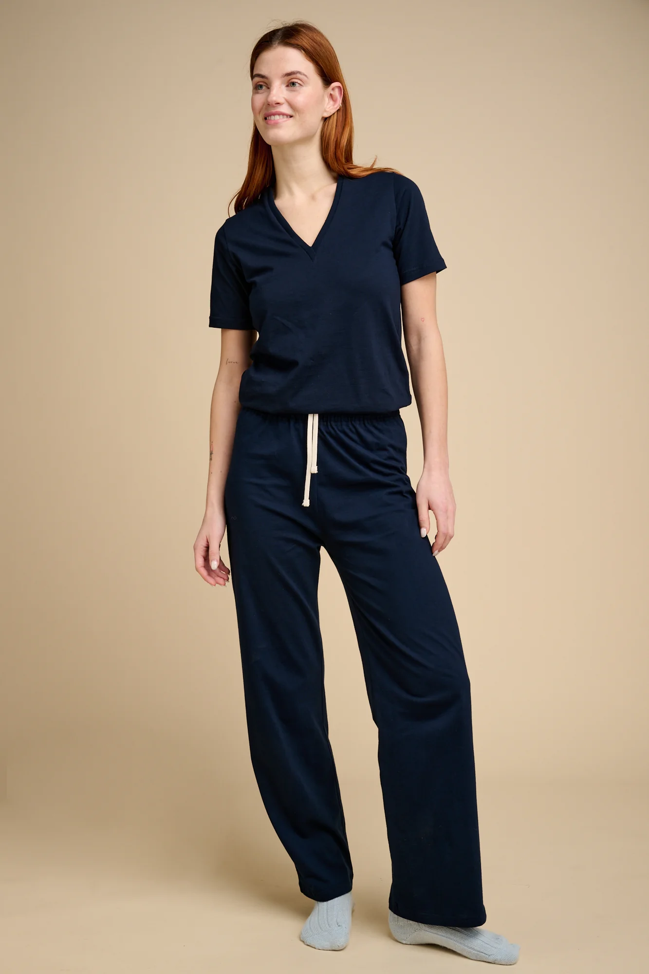 Womens Jersey Pyjama Trousers Plastic Free - Navy - Image 2