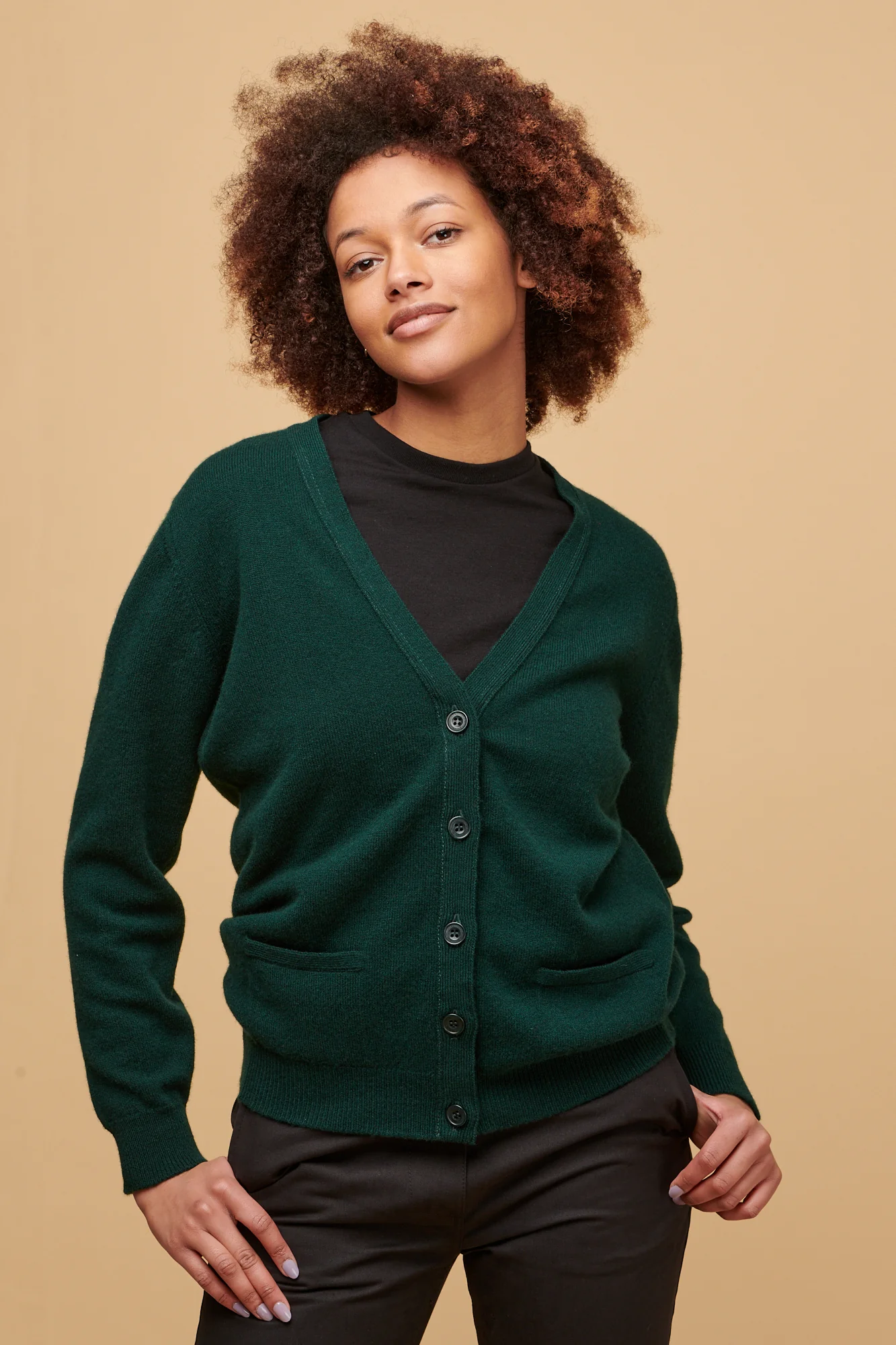 Women's Lambswool Cardigan - Bottle Green